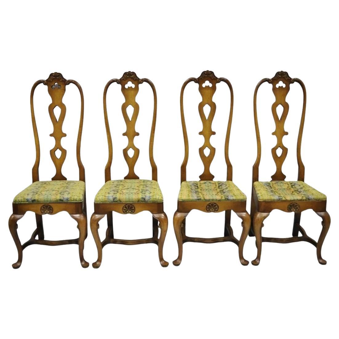 Italian Baroque Swedish Rococo Style High Back Dining Side Chairs - Set of 4