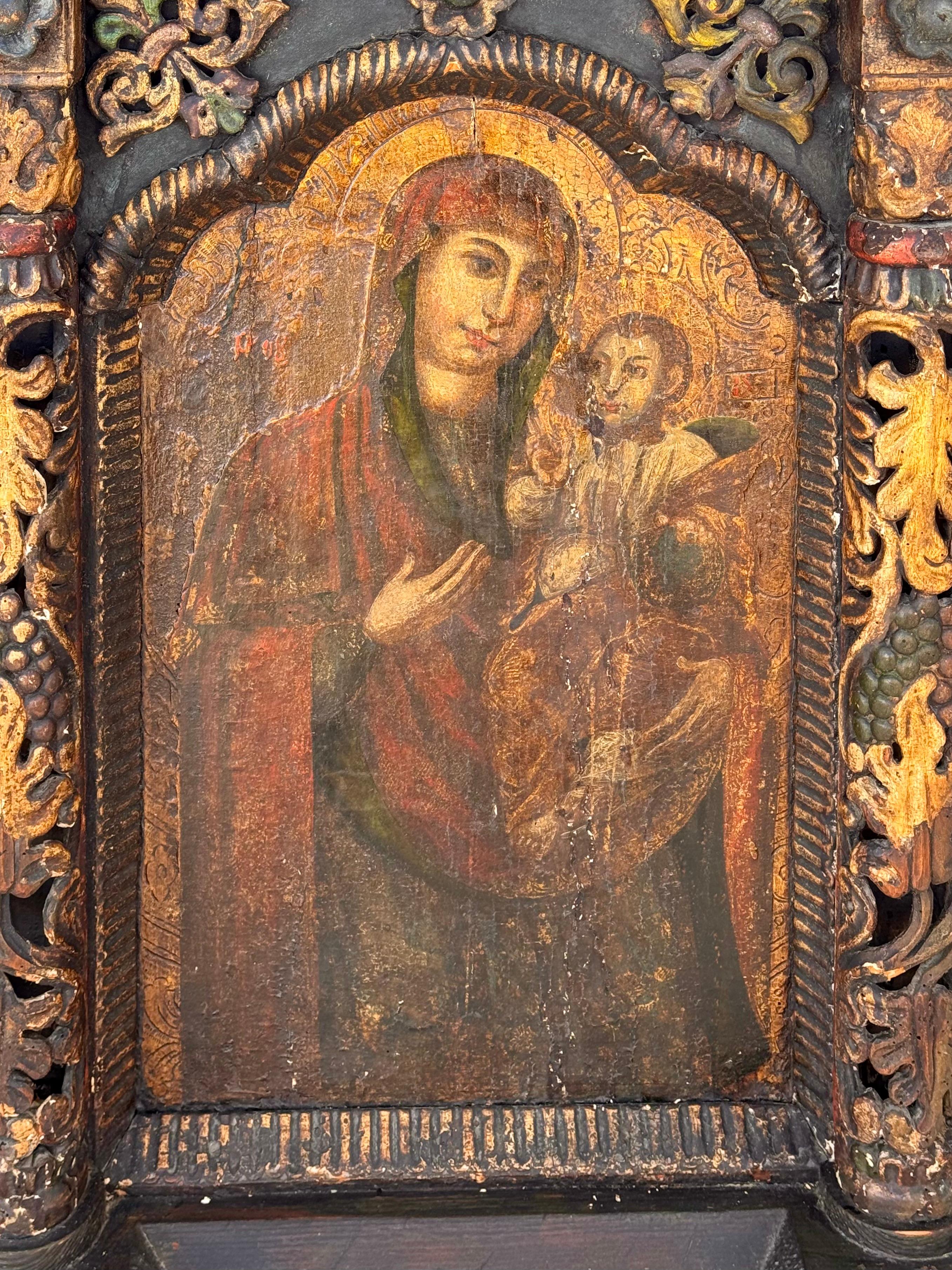 Wood Italian Baroque Tabernacle Framed Painting For Sale