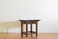 Italian Baroque Walnut 1-Drawer Low Table, Iron Ring Pull, 17th Century