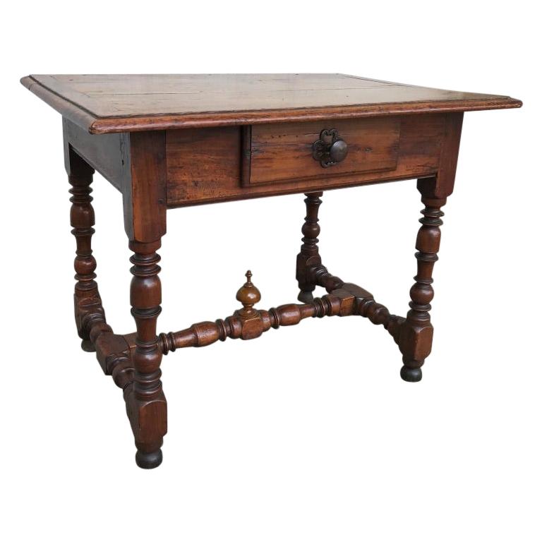 Italian Baroque Walnut and Chestnut Side Table For Sale