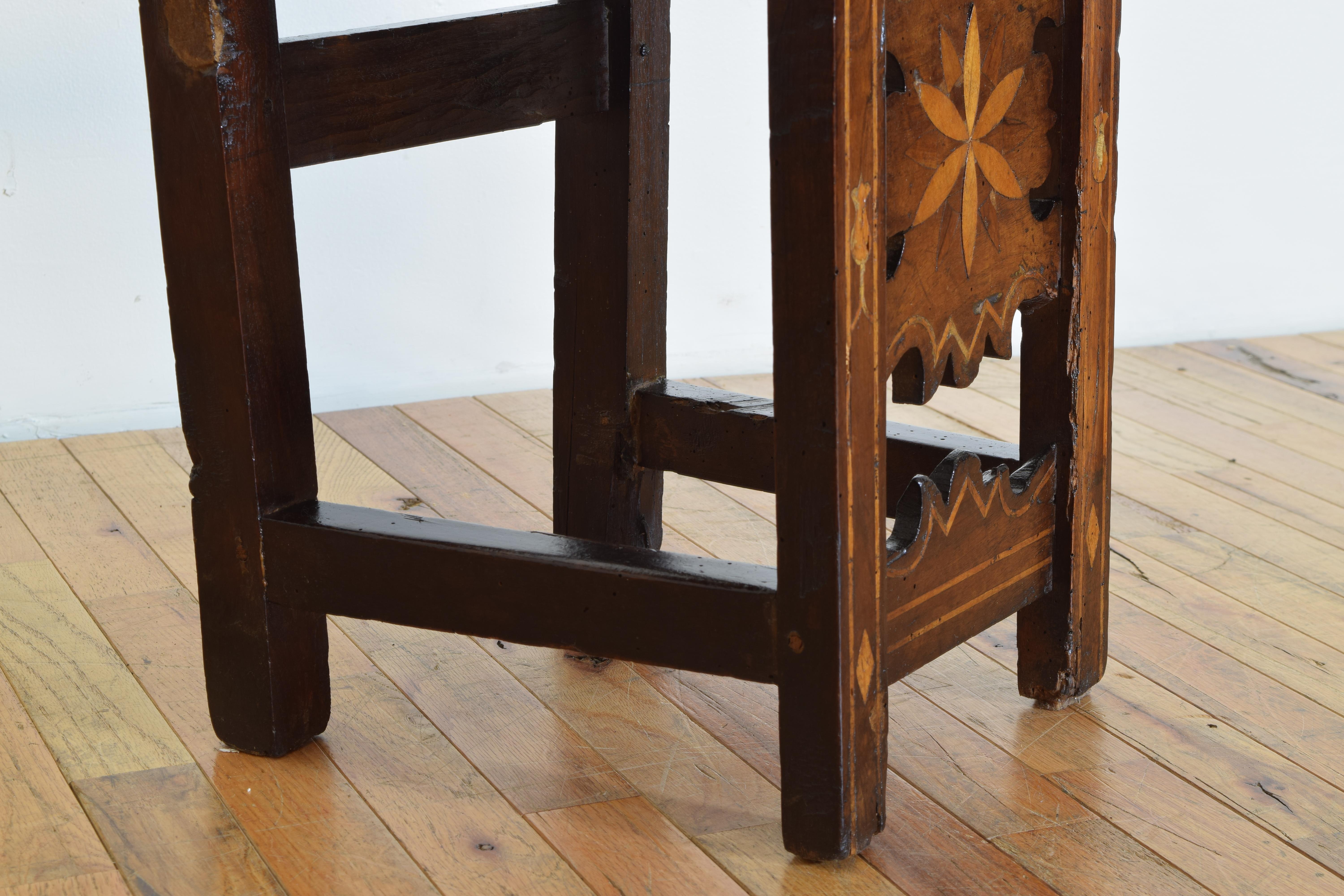 Italian Baroque Walnut and Inlaid Convent Chair, Mid 17th Century 5