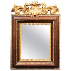 Antique Italian Baroque Walnut and Parcel Gilt Mirror, Late 17th Century