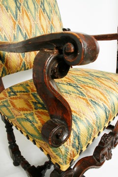 Fauteuil Baroque Italien en Noyer par Andrea Fantoni, vers 1690