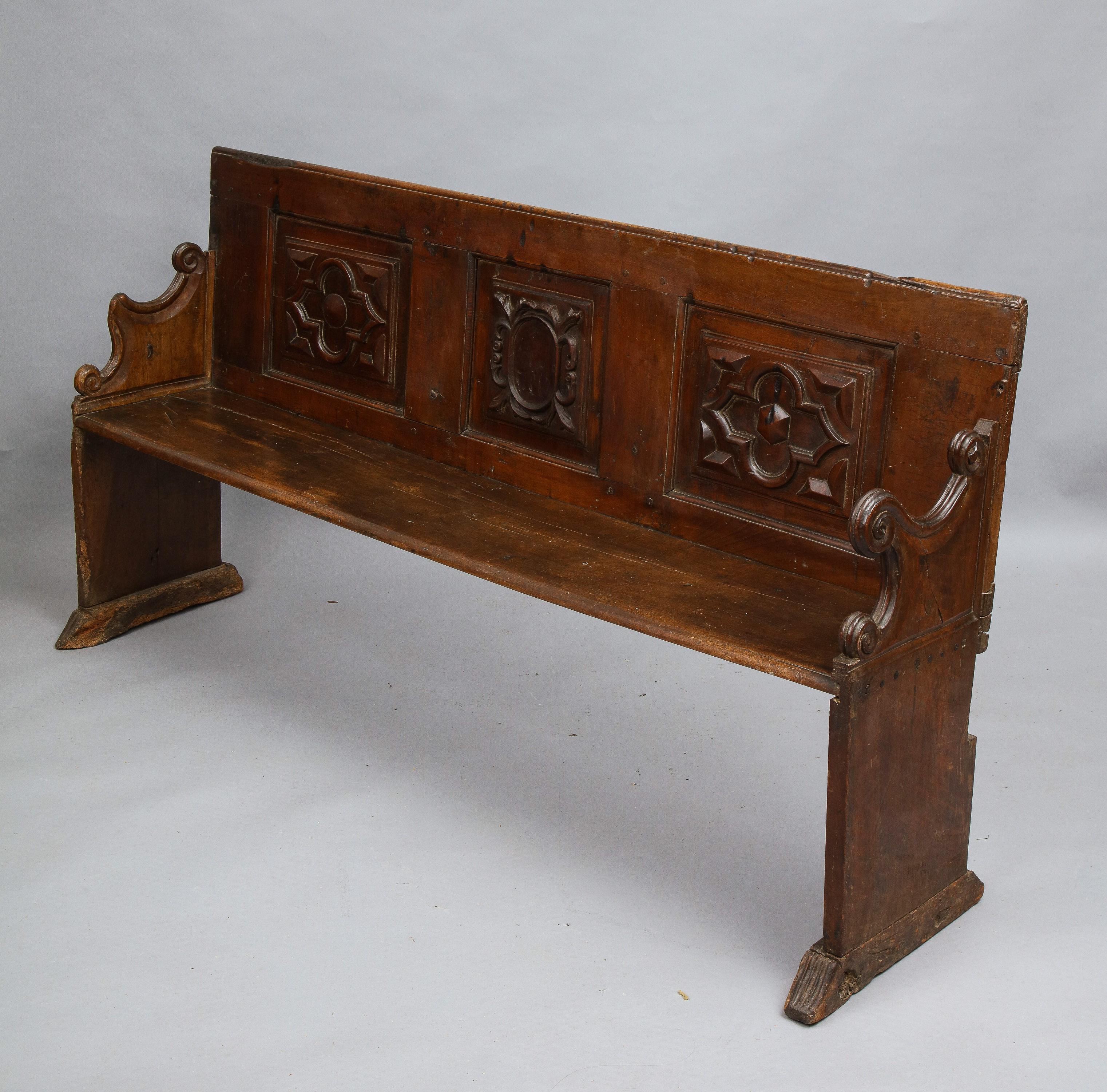 Italian Baroque Walnut Bench 2