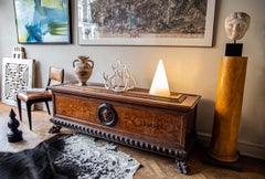 Palazzo Sacchetti Walnut Cassone Inlaid Engraved Fruitwood Marquetry, 17th C