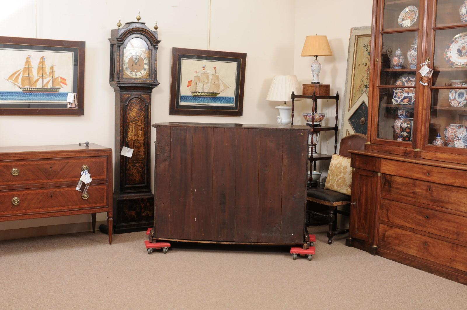 Italian Baroque Walnut Credenza with Brass Studs, 1 Drawer and 2 door Cabinet  For Sale 4