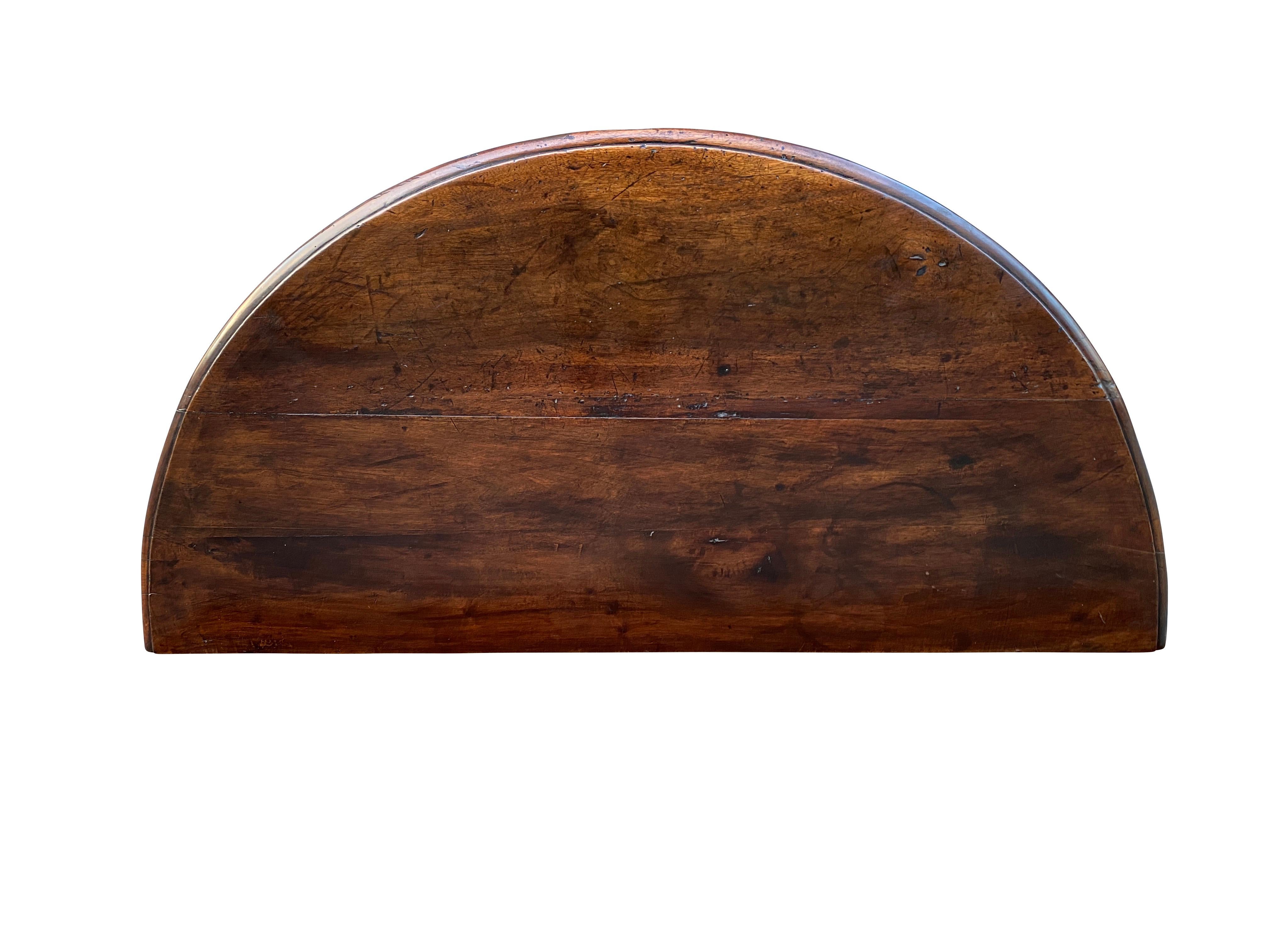 Italian Baroque Walnut Demilune Console Table For Sale 3