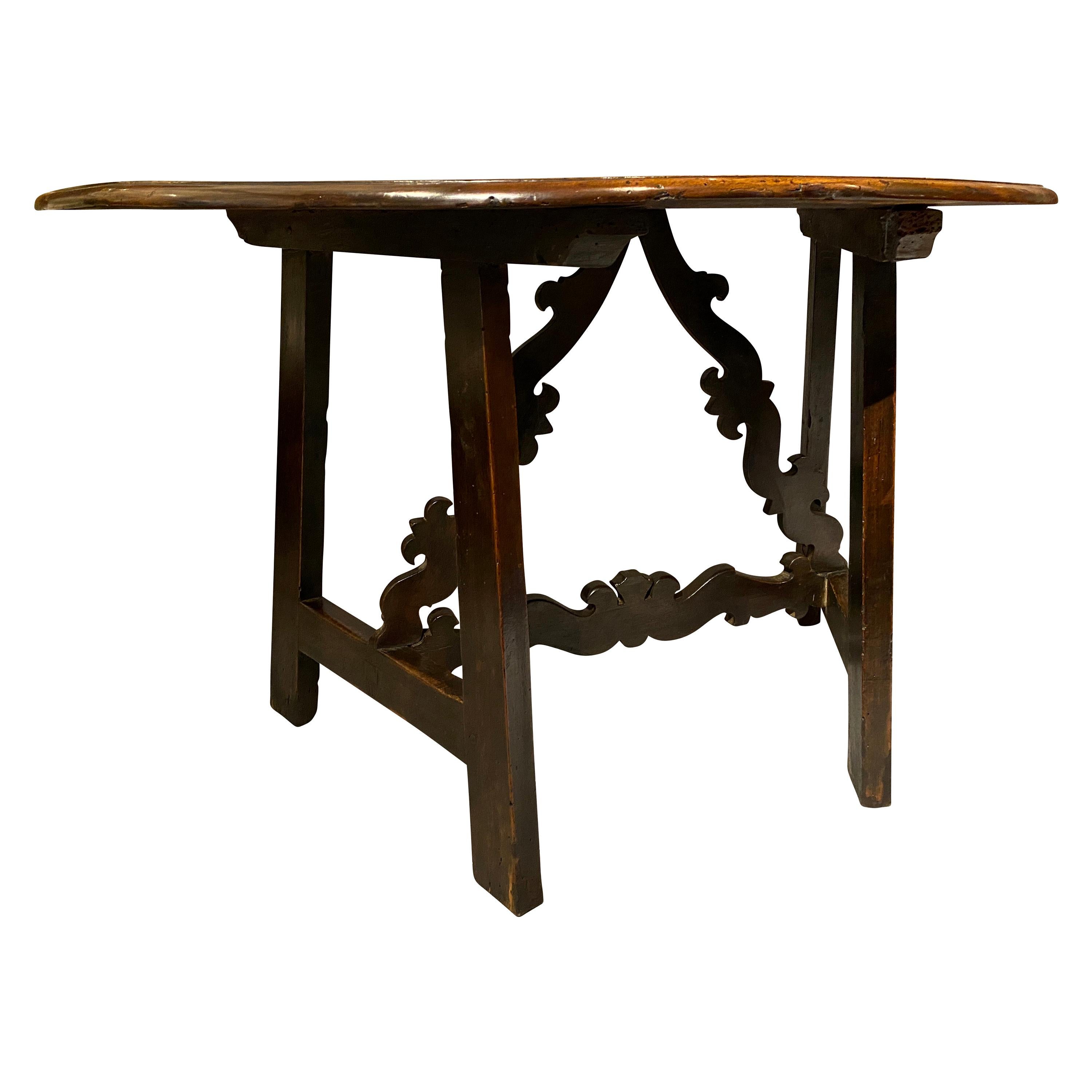 Italian Baroque Walnut Demilune Console Table