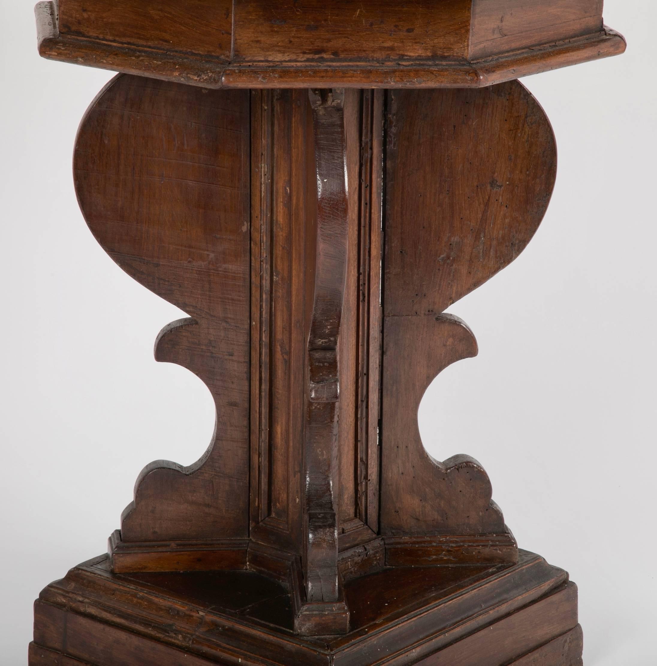 Italian Baroque Walnut Octagonal Side Table 1