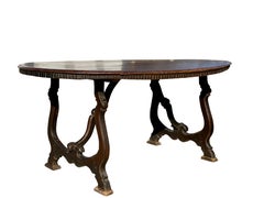 Italian Baroque Walnut Oval Dining Table