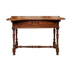 Italian Baroque Walnut Serpentine Console Table, Late 17th Century