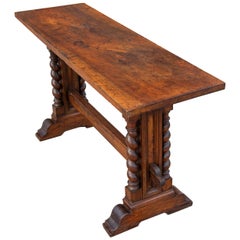 Italian Baroque Walnut Trestle Sofa or Console Table