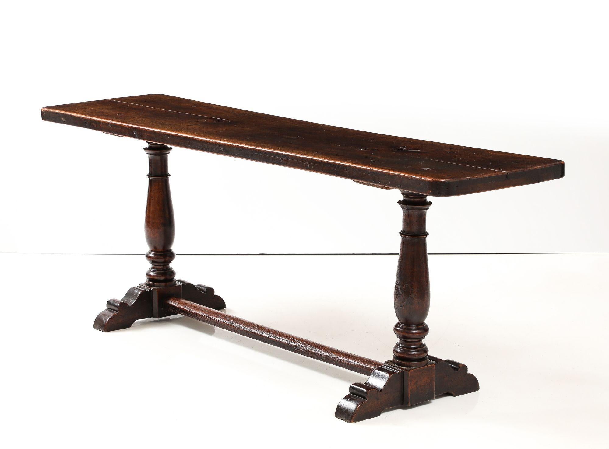 Italian Baroque Walnut Trestle Table For Sale 6