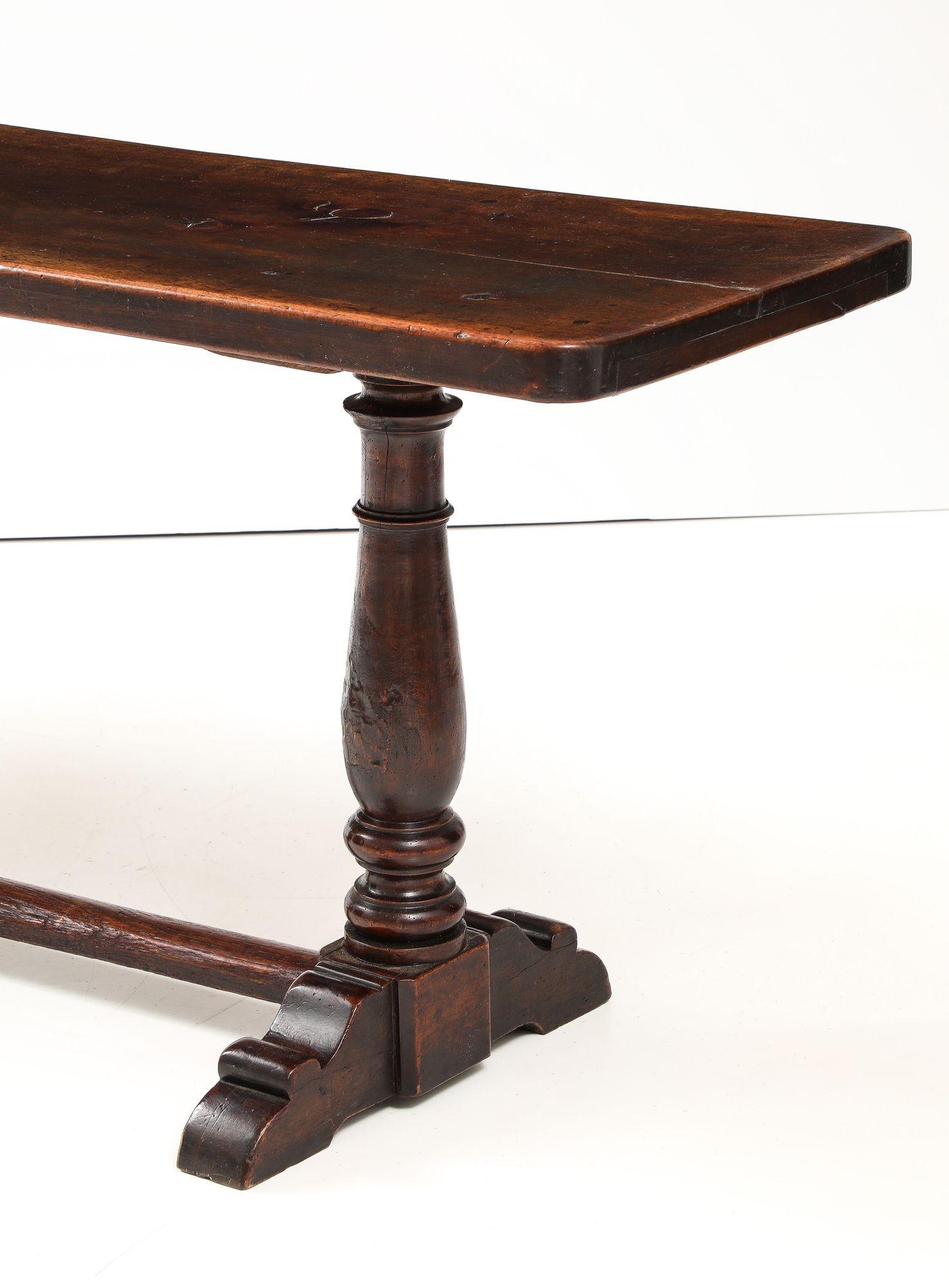 Italian Baroque Walnut Trestle Table For Sale 10