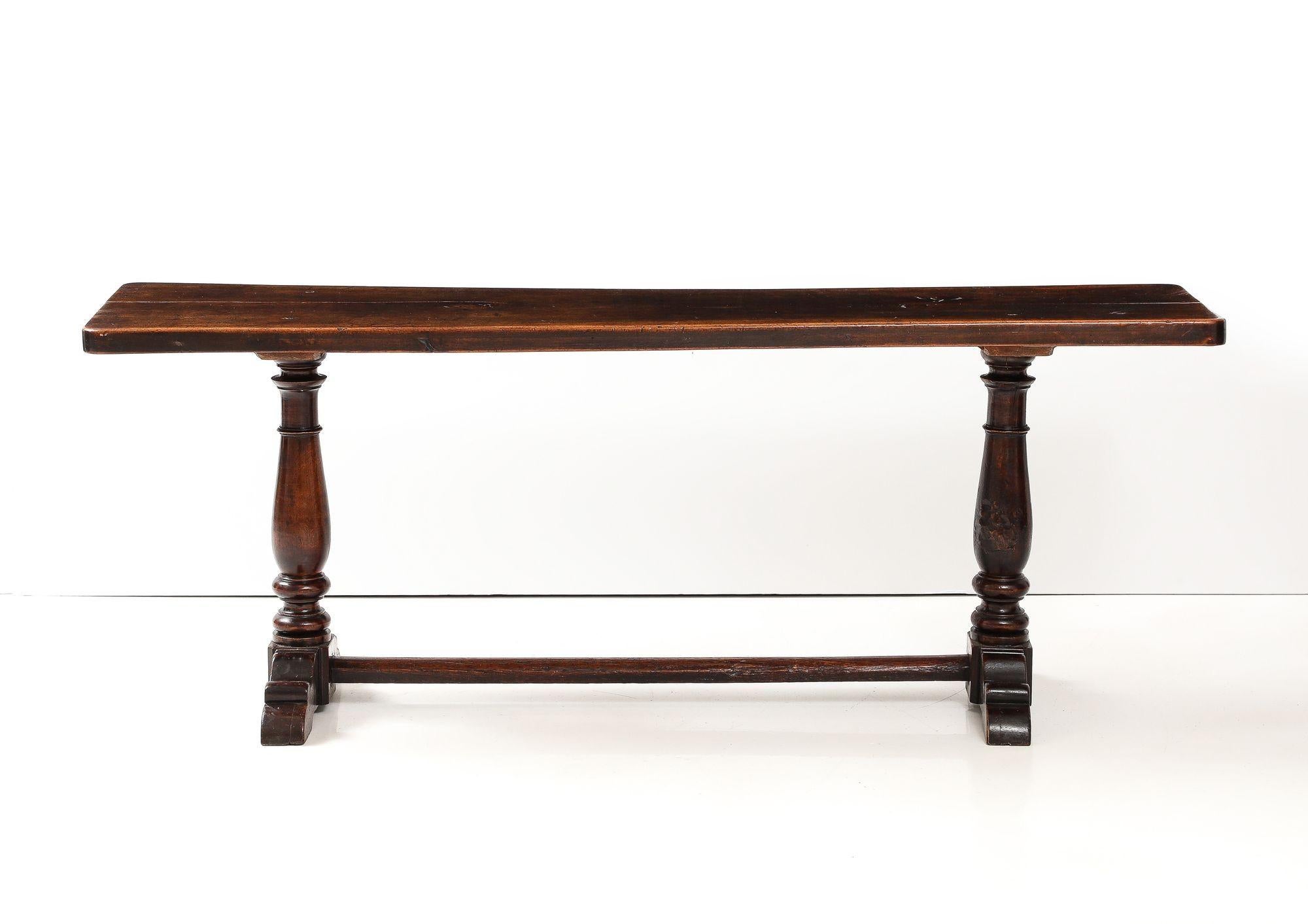 Italian Baroque Walnut Trestle Table For Sale 13