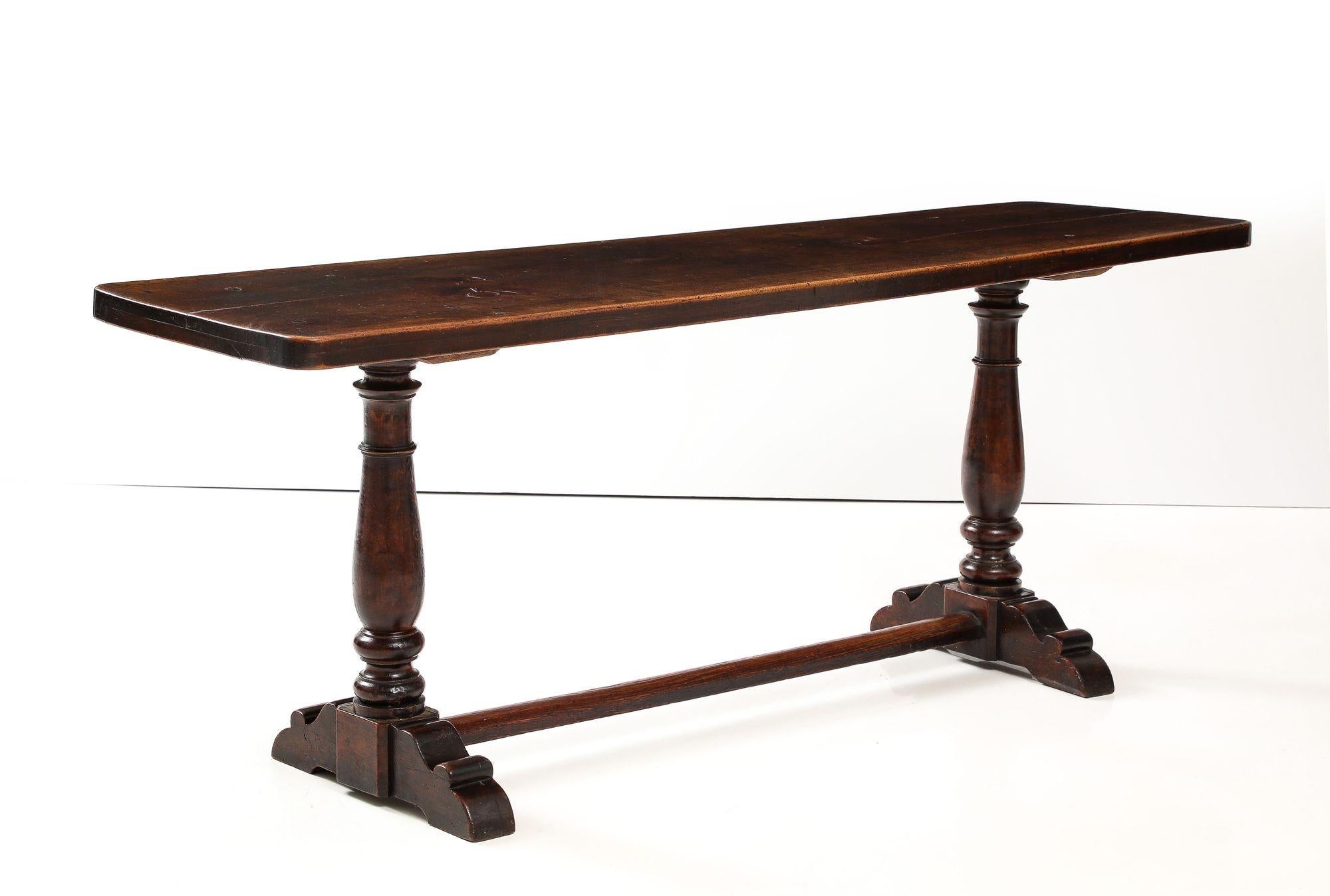 Woodwork Italian Baroque Walnut Trestle Table For Sale