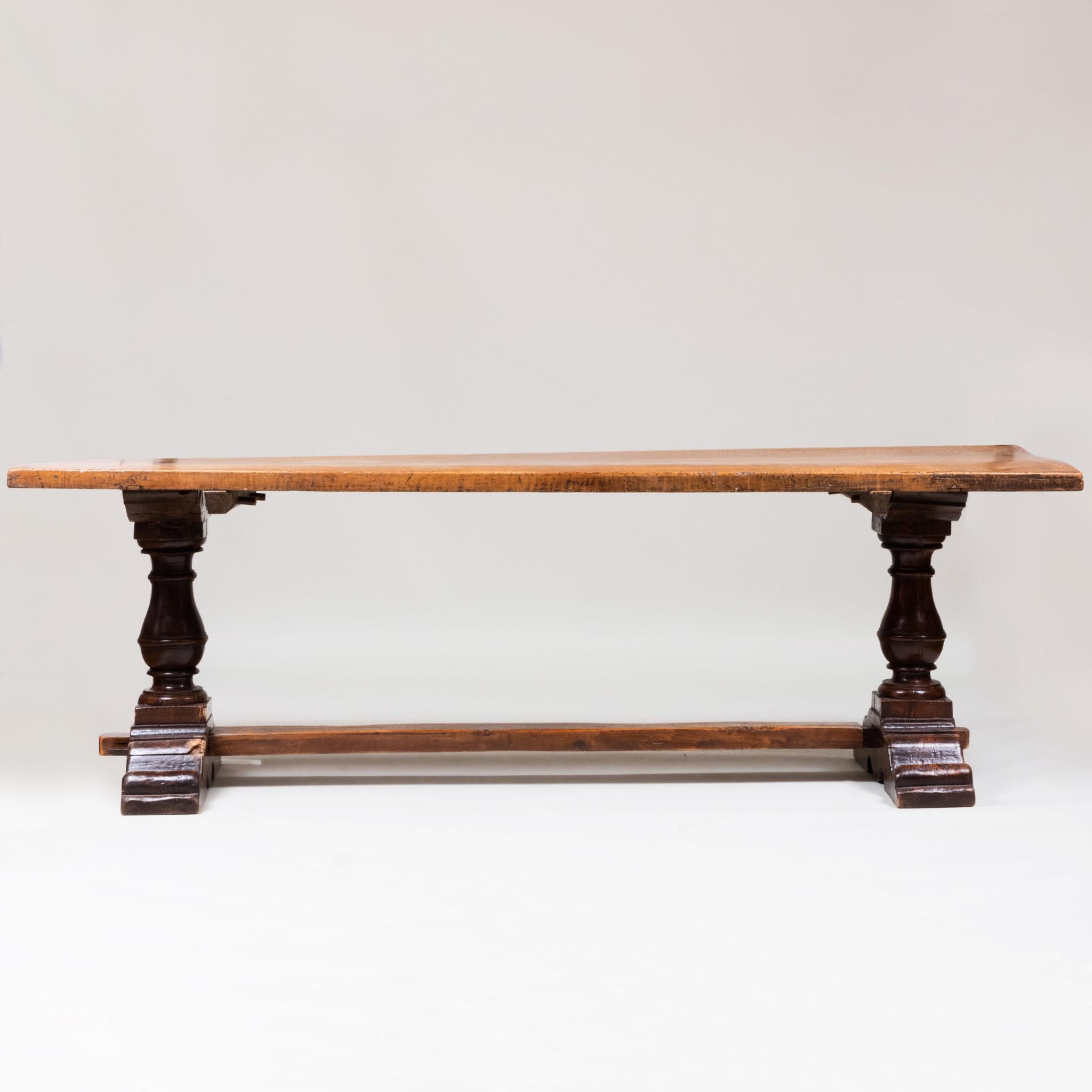18th Century Italian Baroque Walnut Trestle Table For Sale
