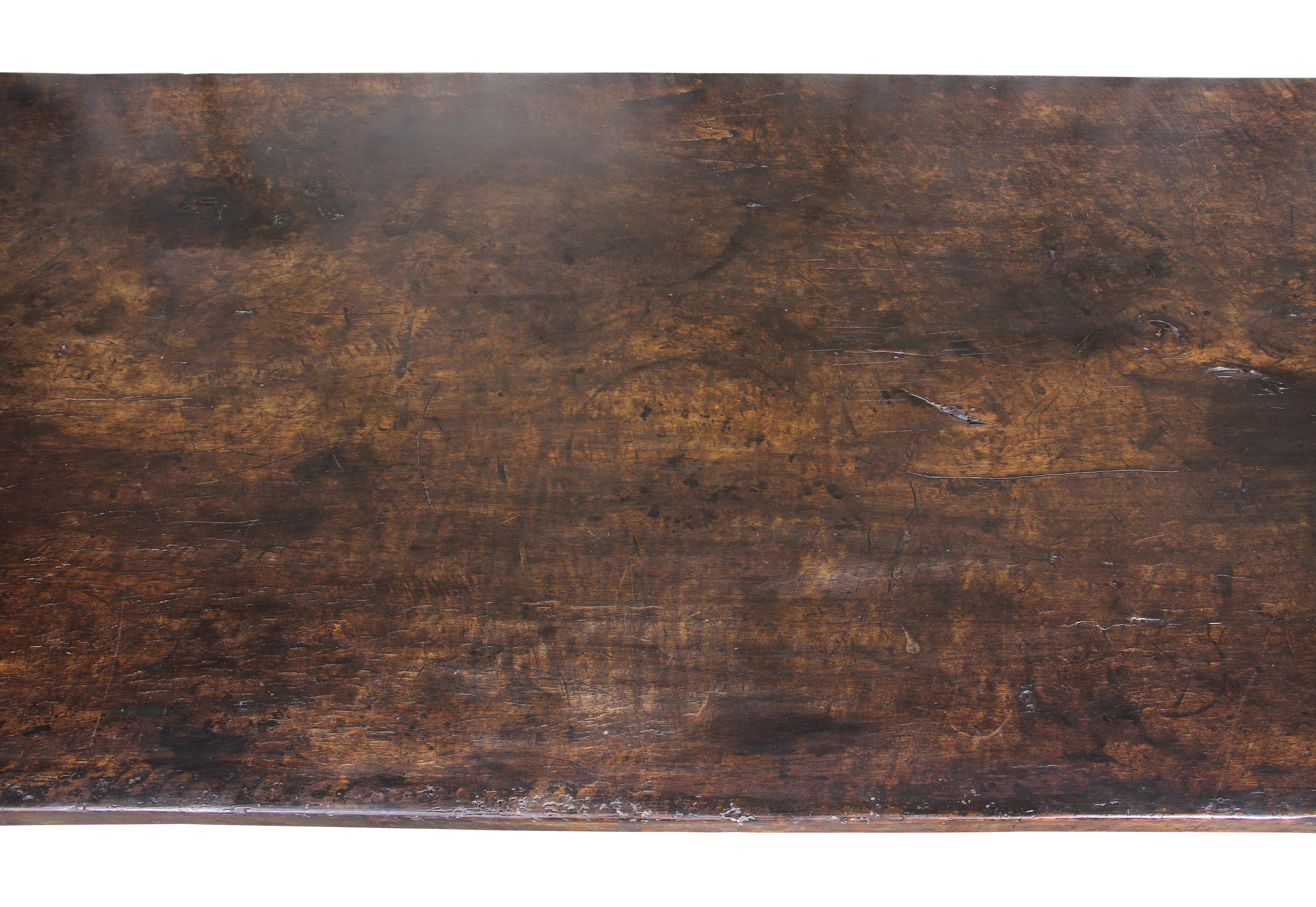 Italian Baroque Walnut Trestle Table 1