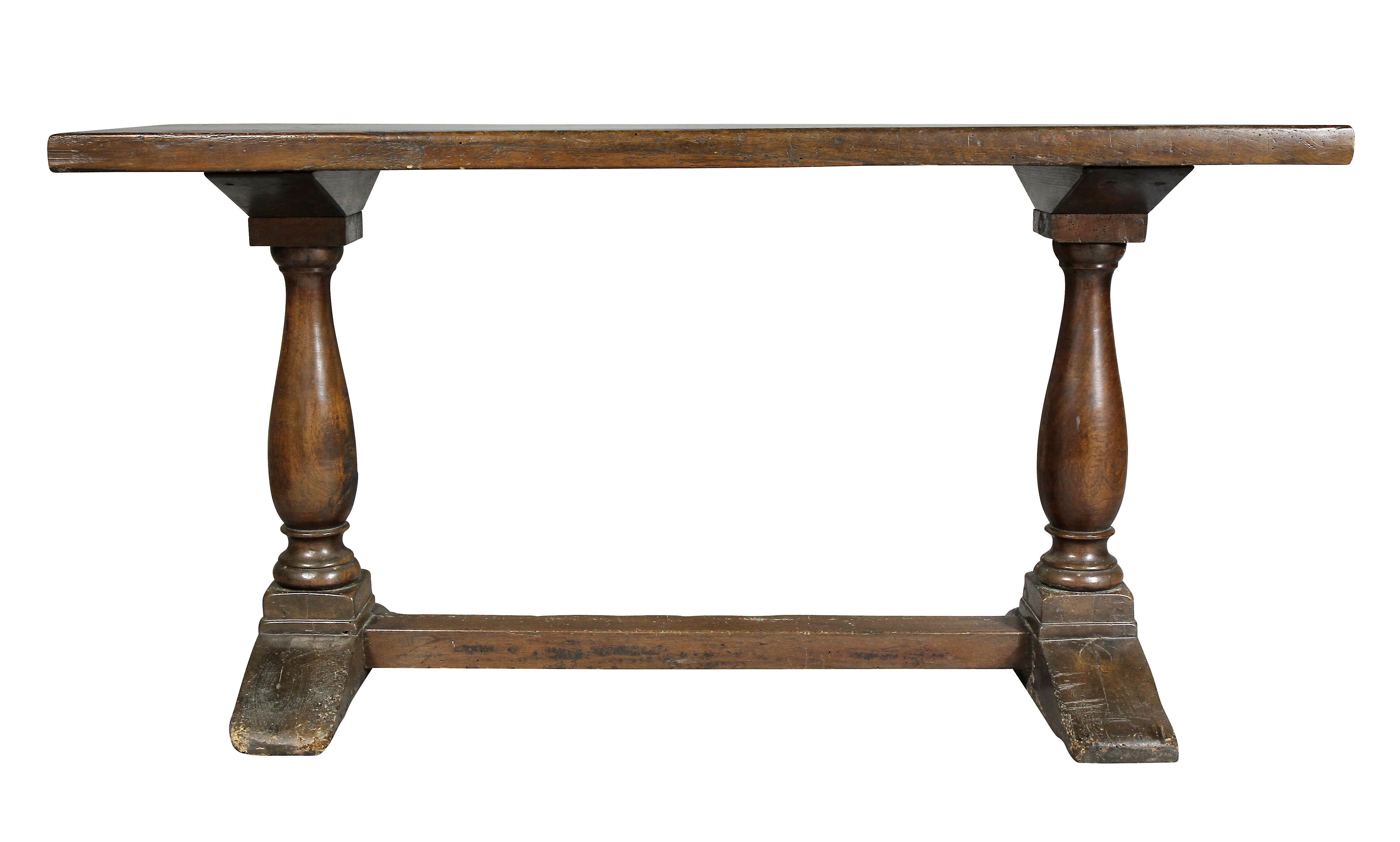 Italian Baroque Walnut Trestle Table 3