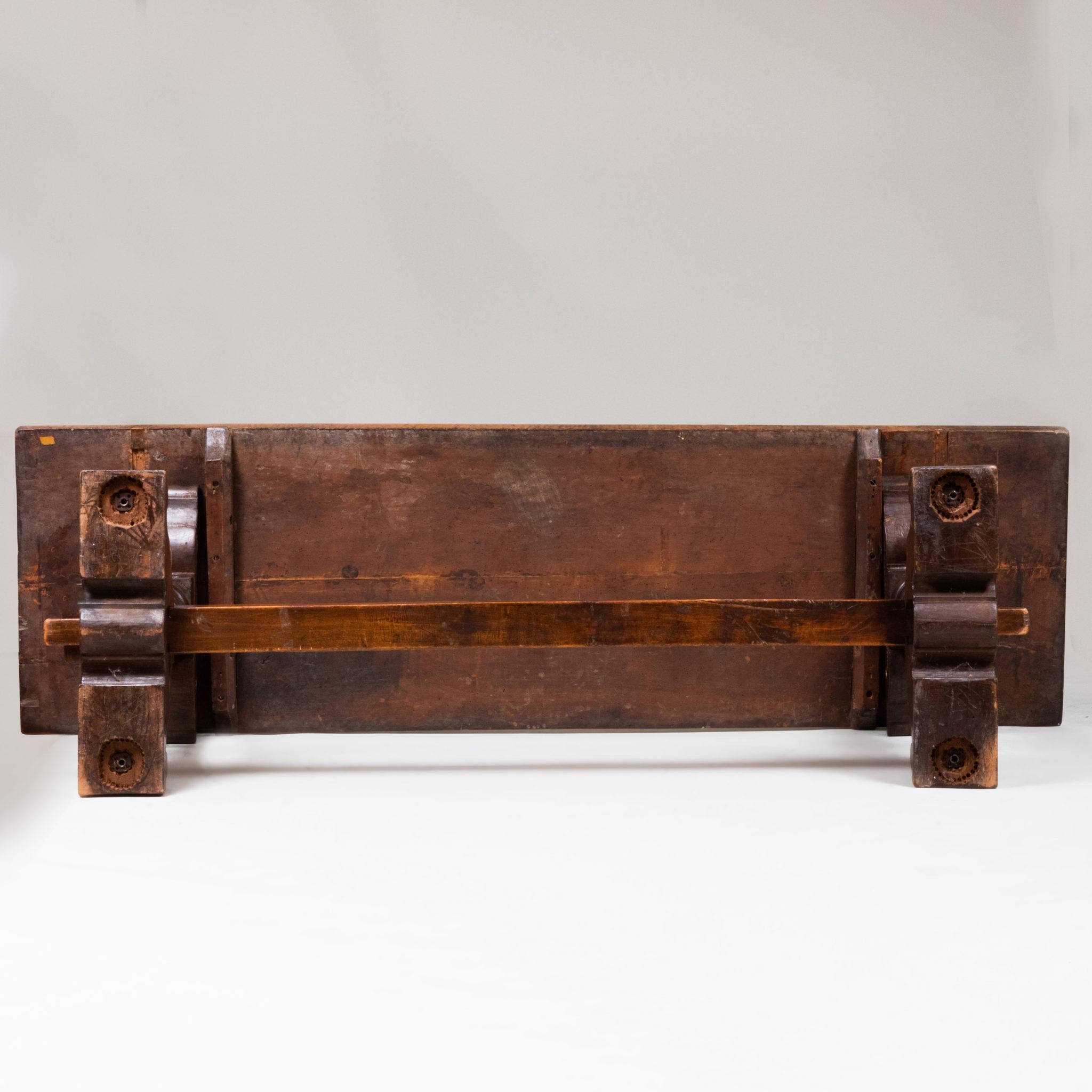 Italian Baroque Walnut Trestle Table For Sale 2
