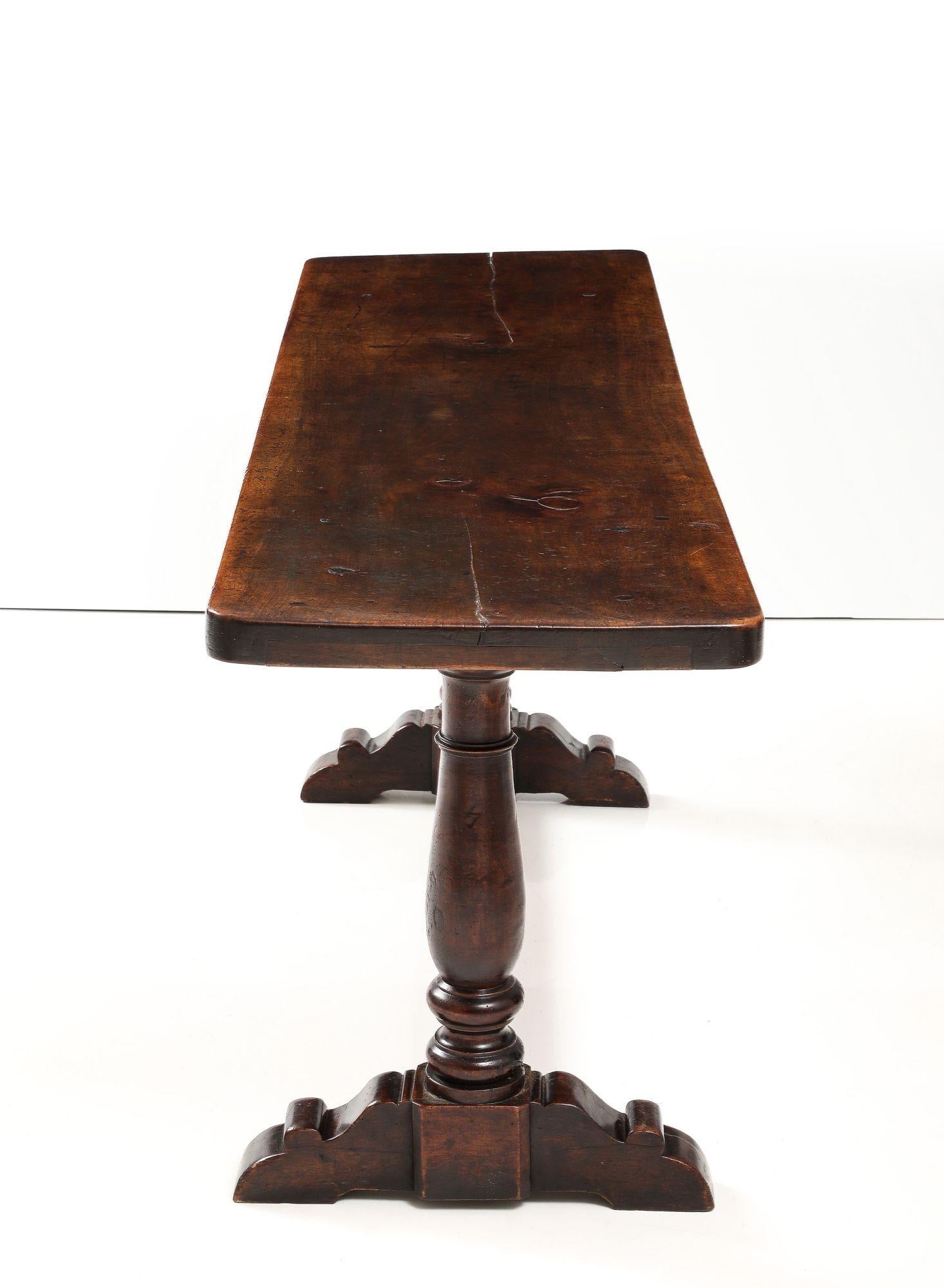 Italian Baroque Walnut Trestle Table For Sale 4