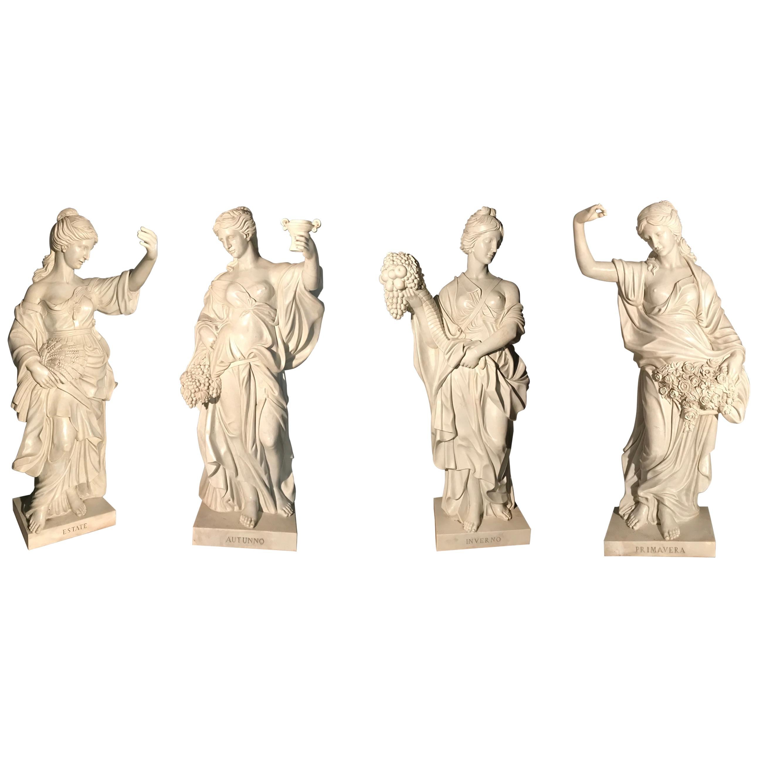 Italian Baroque White Marble Sculpture of The Trevi Fountain Four Seasons For Sale