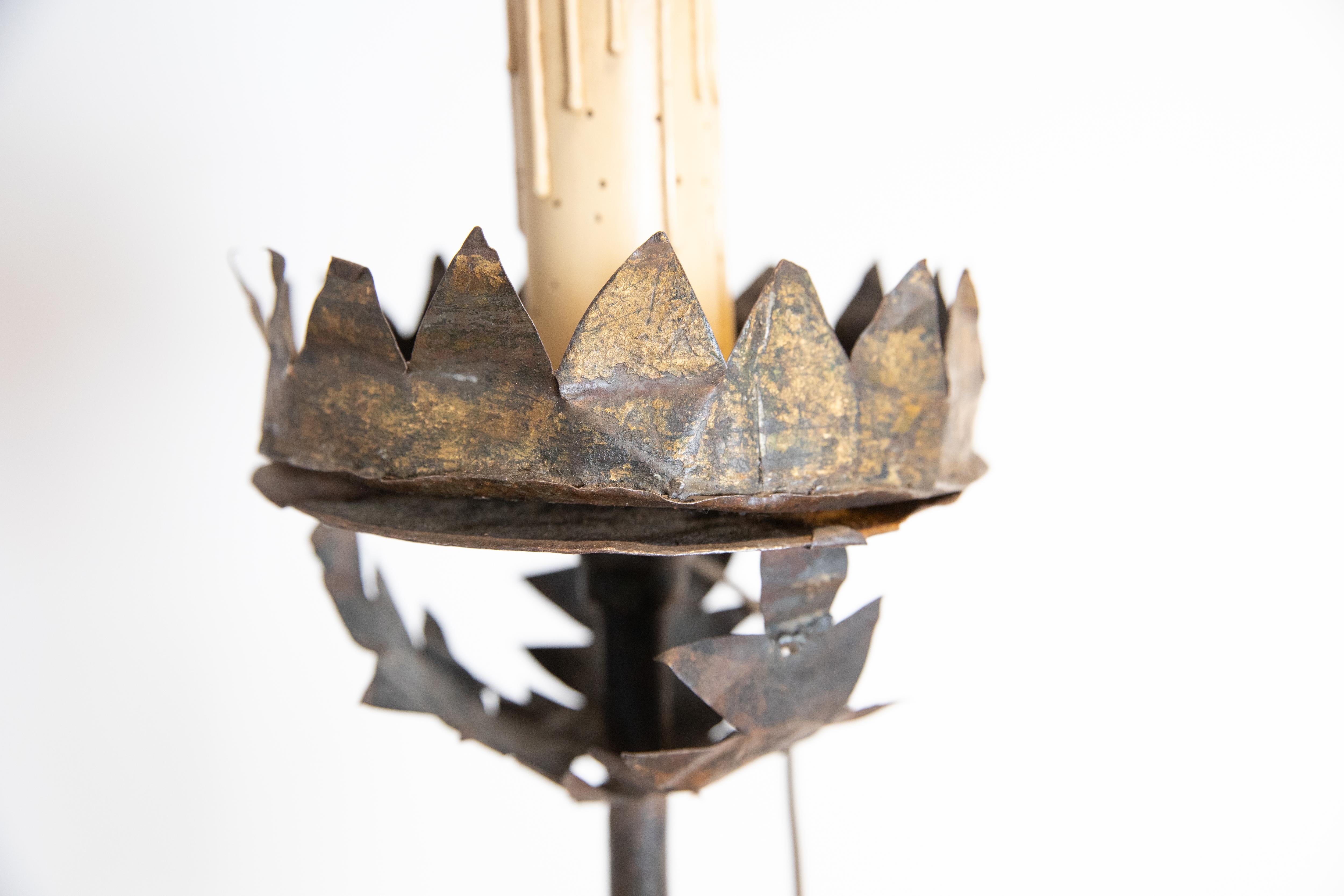 18th Century Italian Baroque Wrought Iron Torchere, now electrified, early 18th century For Sale