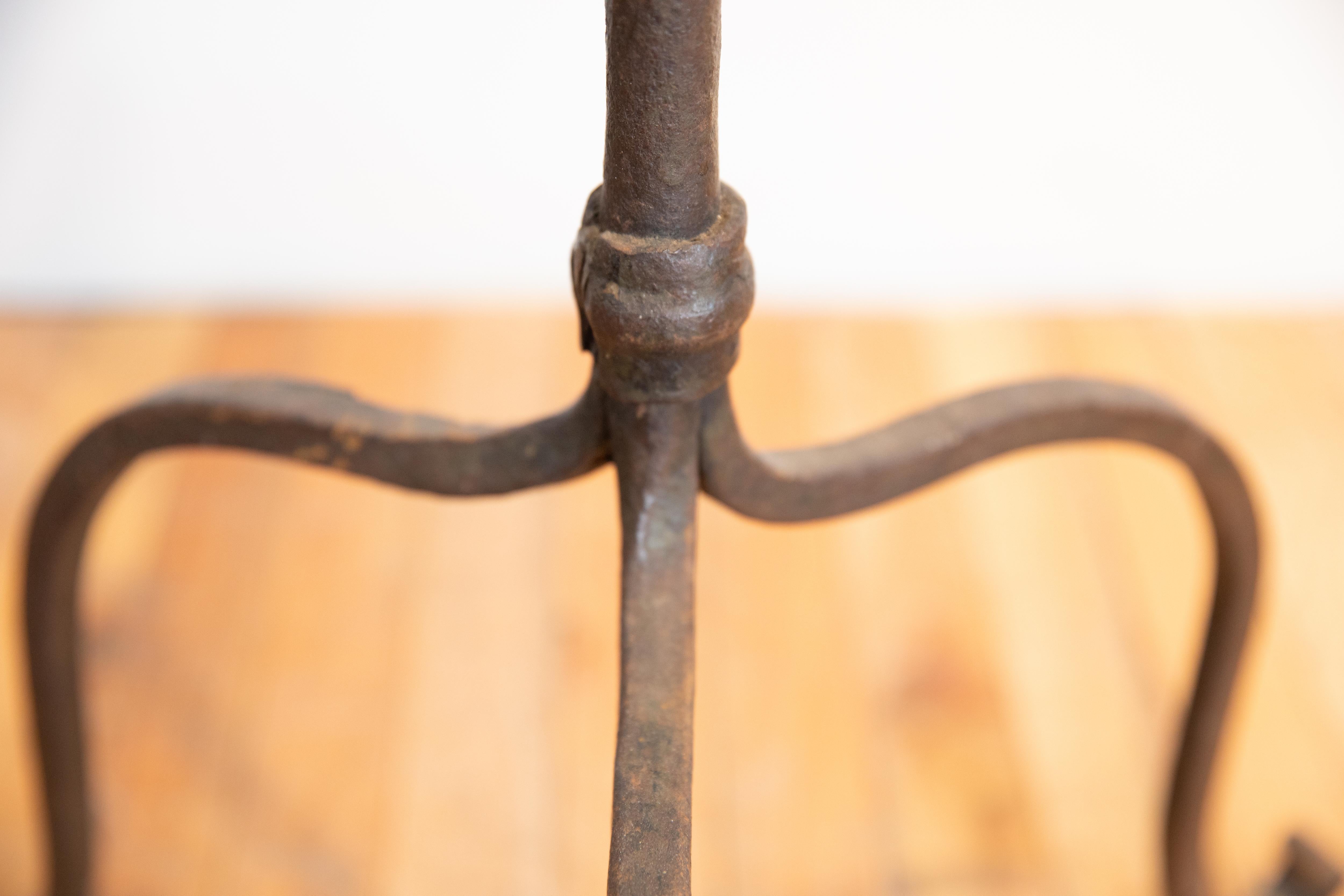 Italian Baroque Wrought Iron Torchere, now electrified, early 18th century For Sale 3