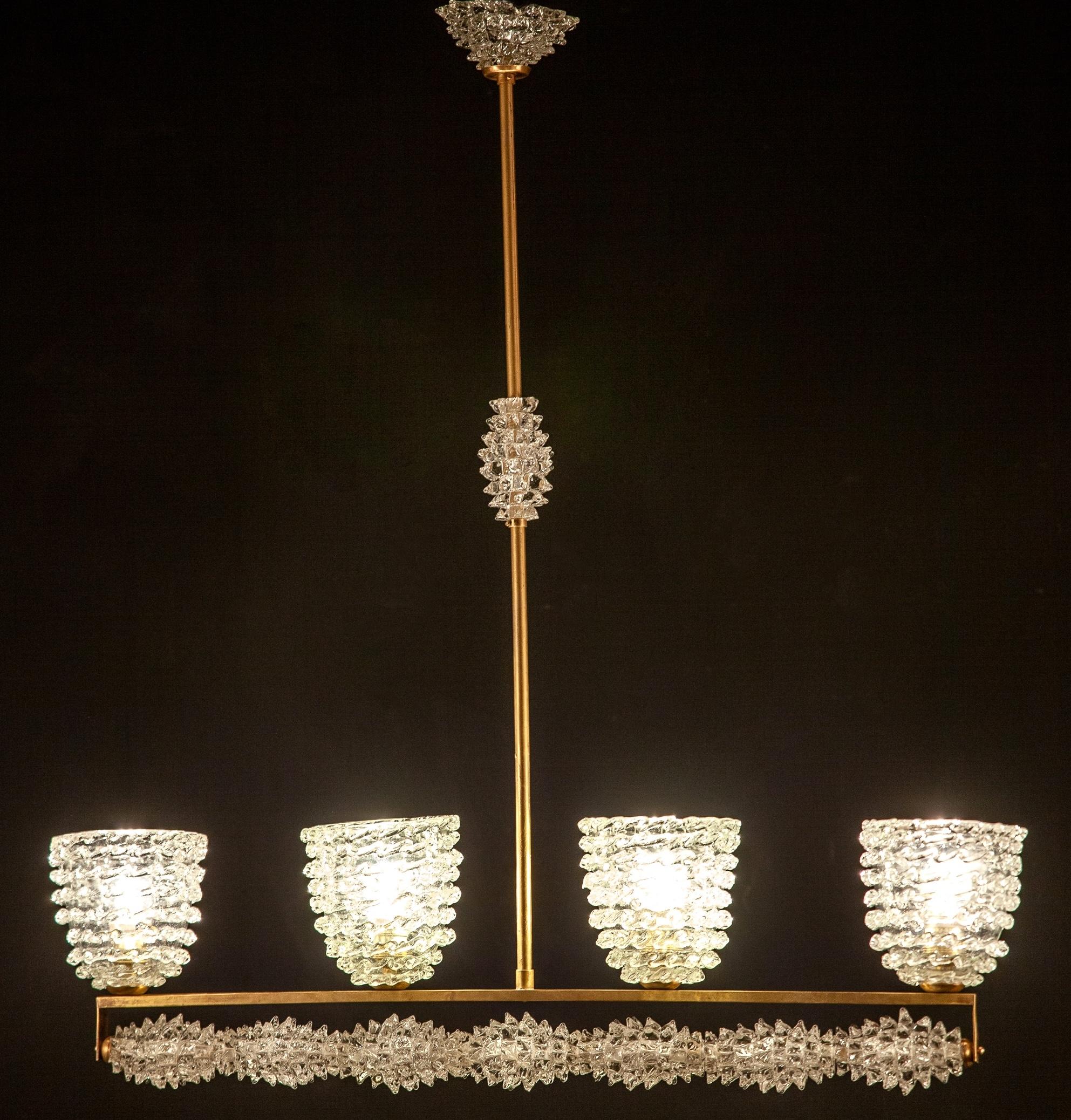 Barovier italien Attrib. Lustre en verre de Murano de style Gio Ponti, 1948 en vente 7