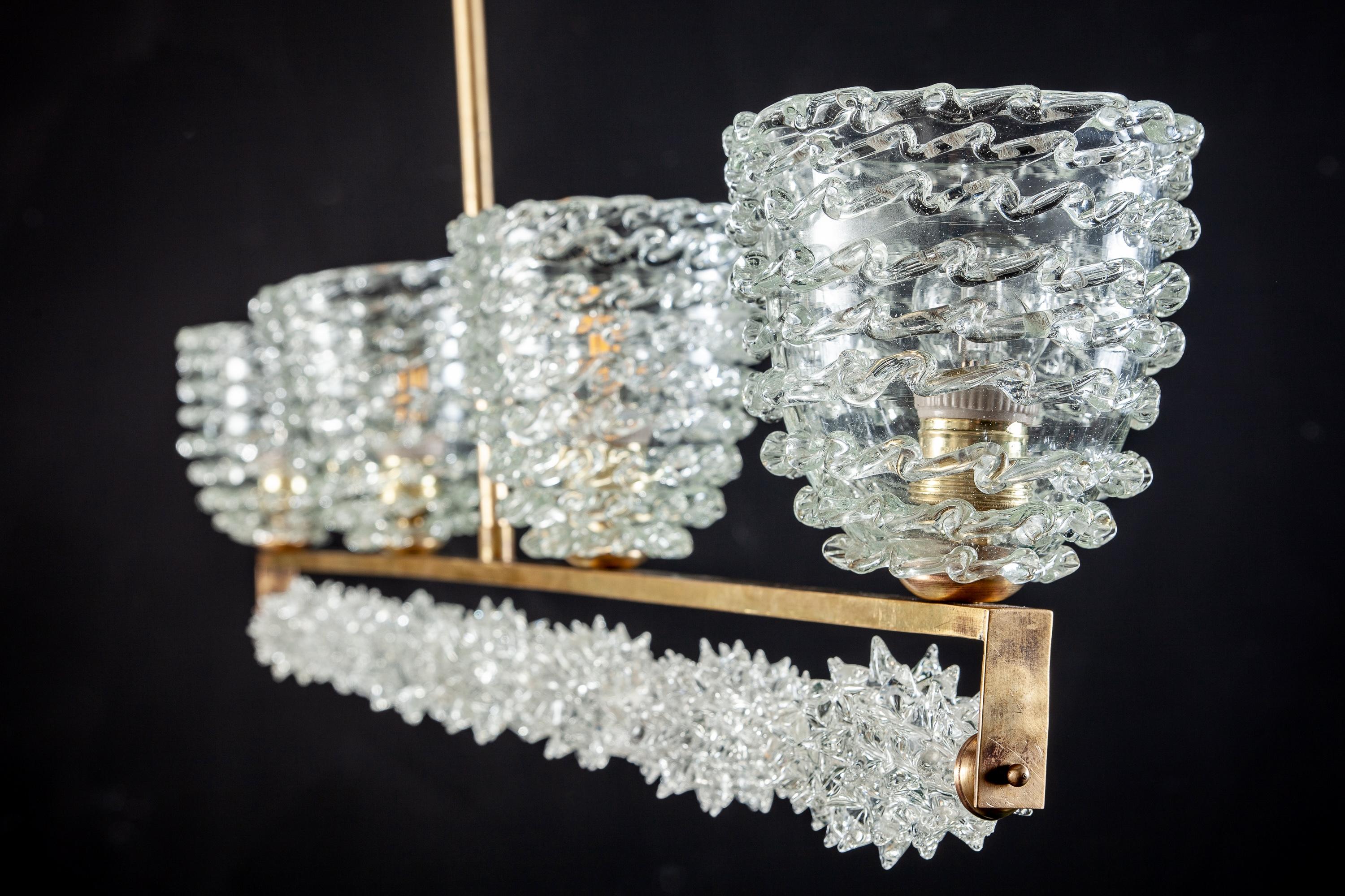 Fin du 20e siècle Barovier italien Attrib. Lustre en verre de Murano de style Gio Ponti, 1948 en vente