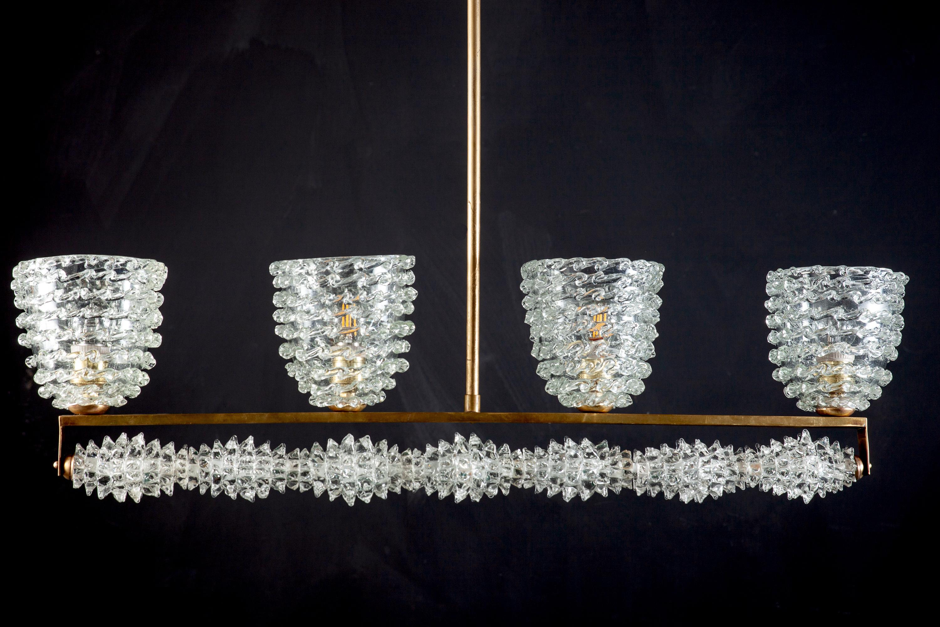 Verre brun Barovier italien Attrib. Lustre en verre de Murano de style Gio Ponti, 1948 en vente