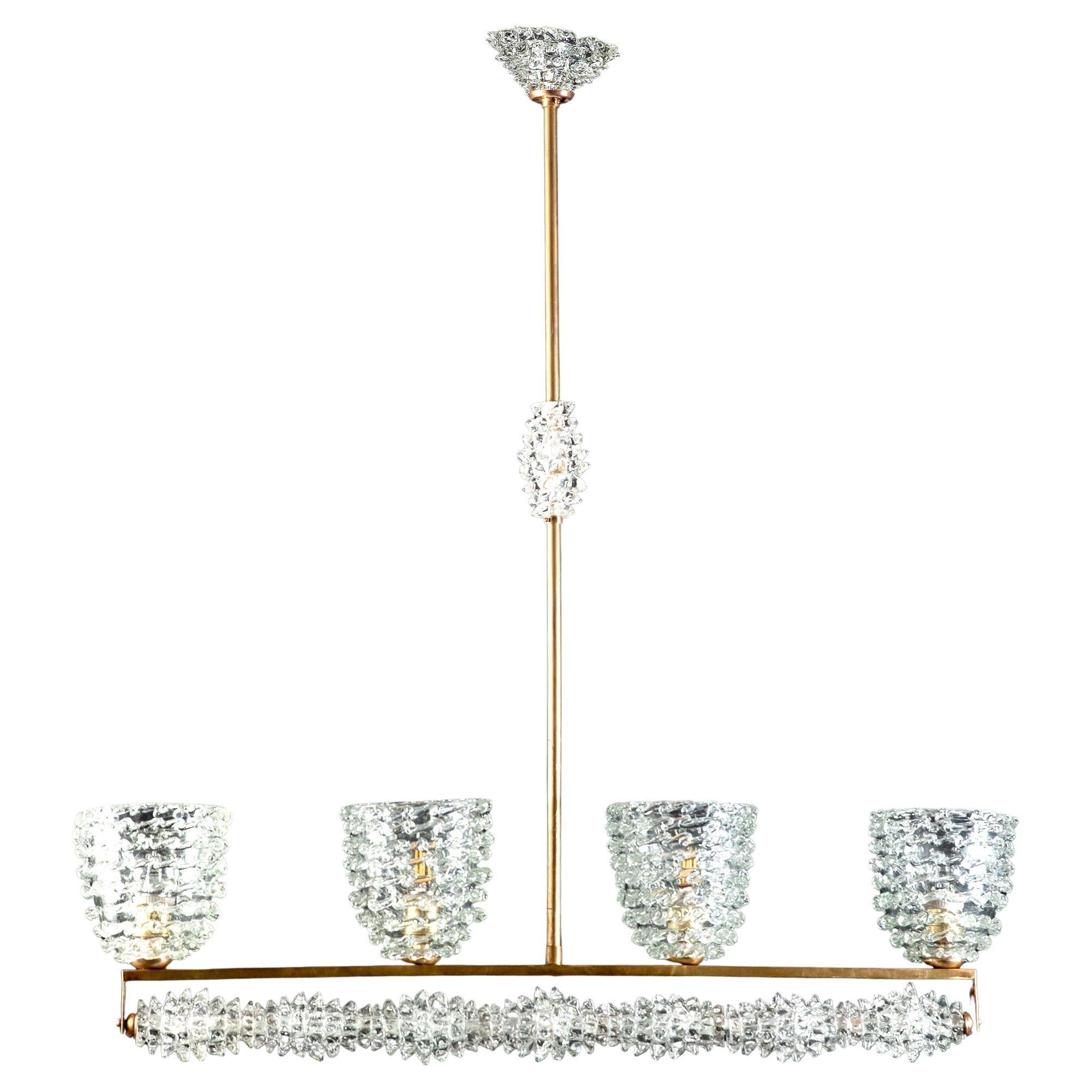 Barovier italien Attrib. Lustre en verre de Murano de style Gio Ponti, 1948 en vente