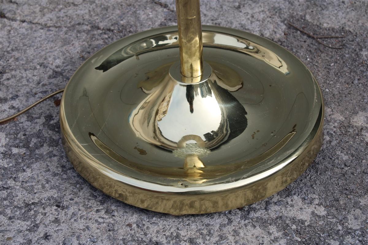 Lampada da terra italiana Barovier 1940s Oro Ottone Vetro di Murano Rostrato Tessuto Cupola in vendita 5
