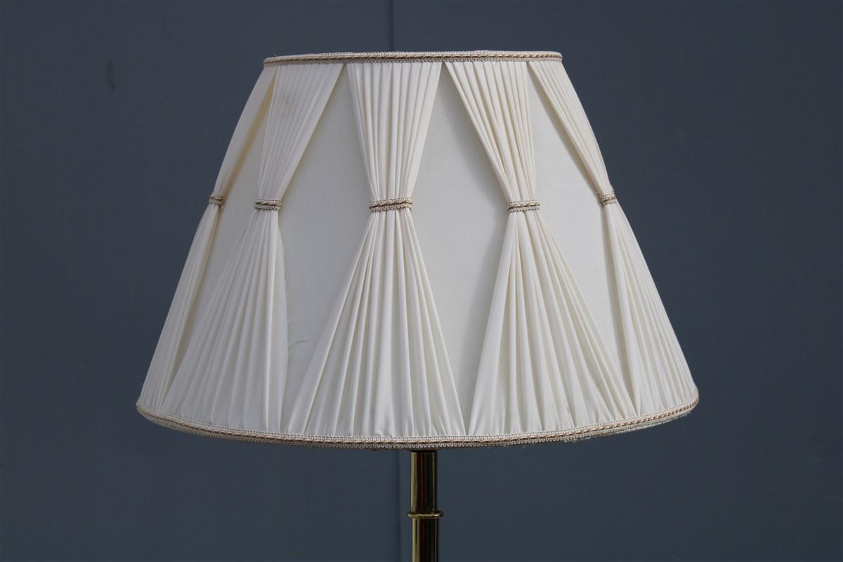Mid-Century Modern Italian Barovier Floor Lamp 1940s Gold Brass Murano Glass Rostrato Fabric Dome For Sale
