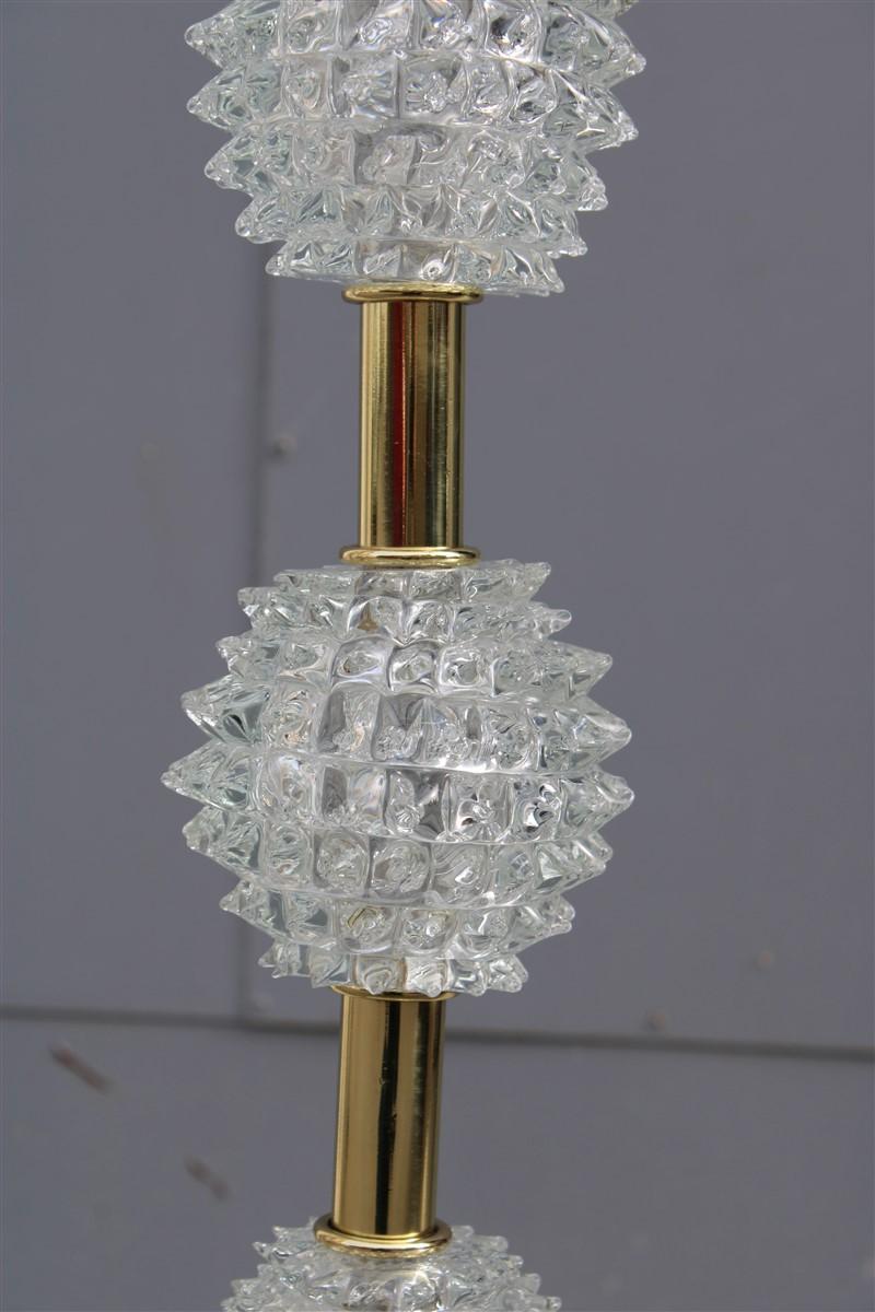 Lampada da terra italiana Barovier 1940s Oro Ottone Vetro di Murano Rostrato Tessuto Cupola in vendita 3