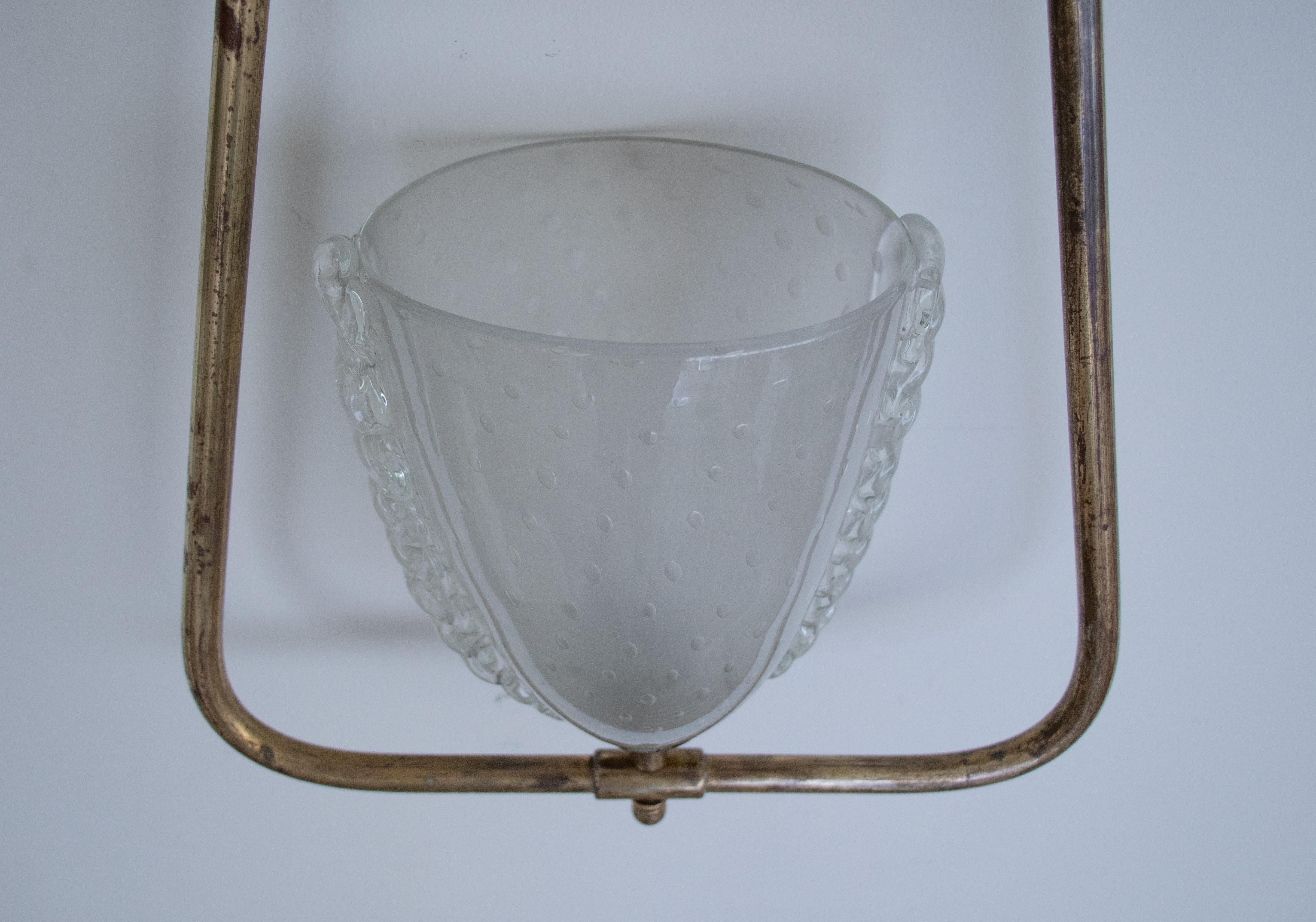 Italian Barovier Glass and Brass Pendant Light 8
