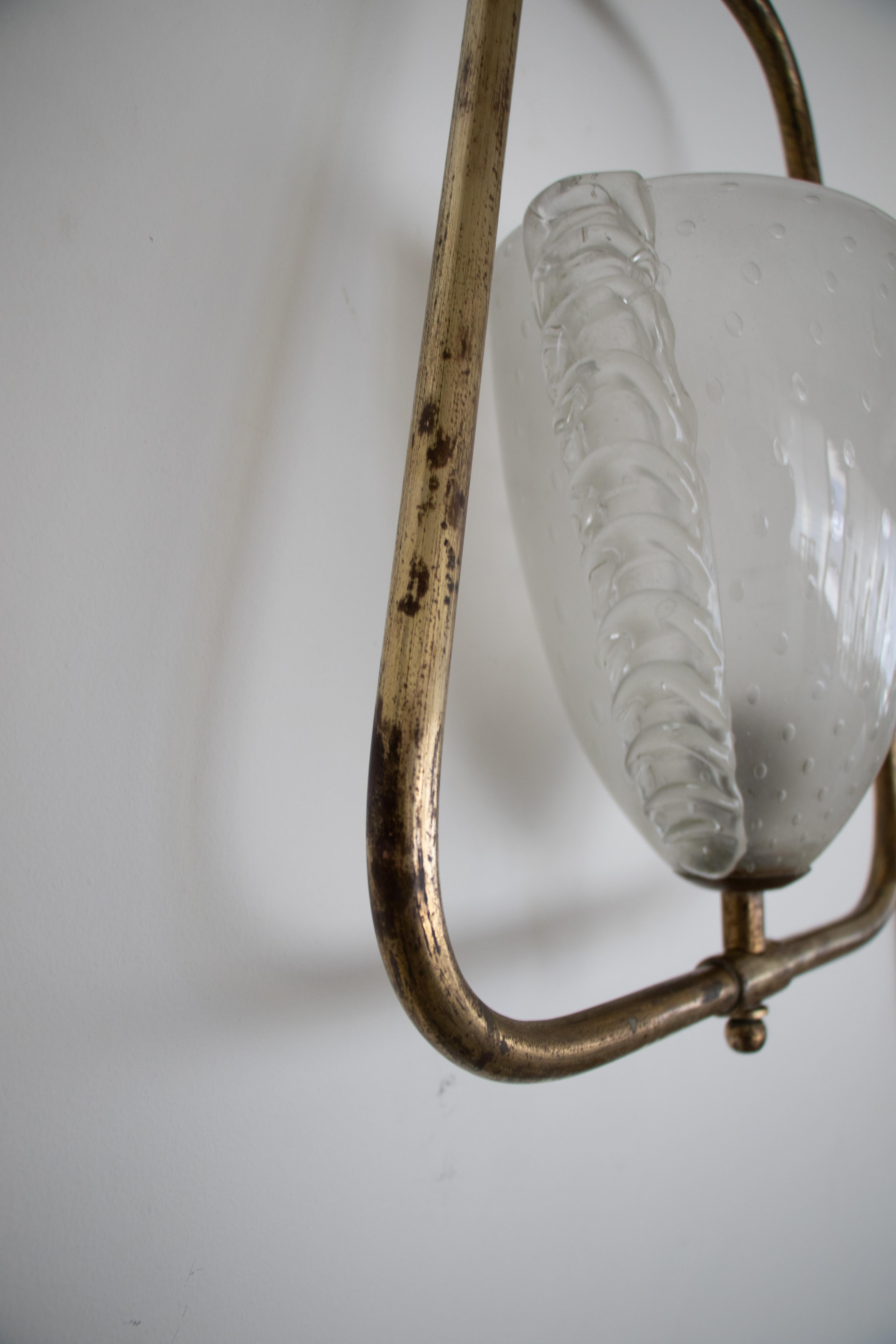 Italian Barovier Glass and Brass Pendant Light 4