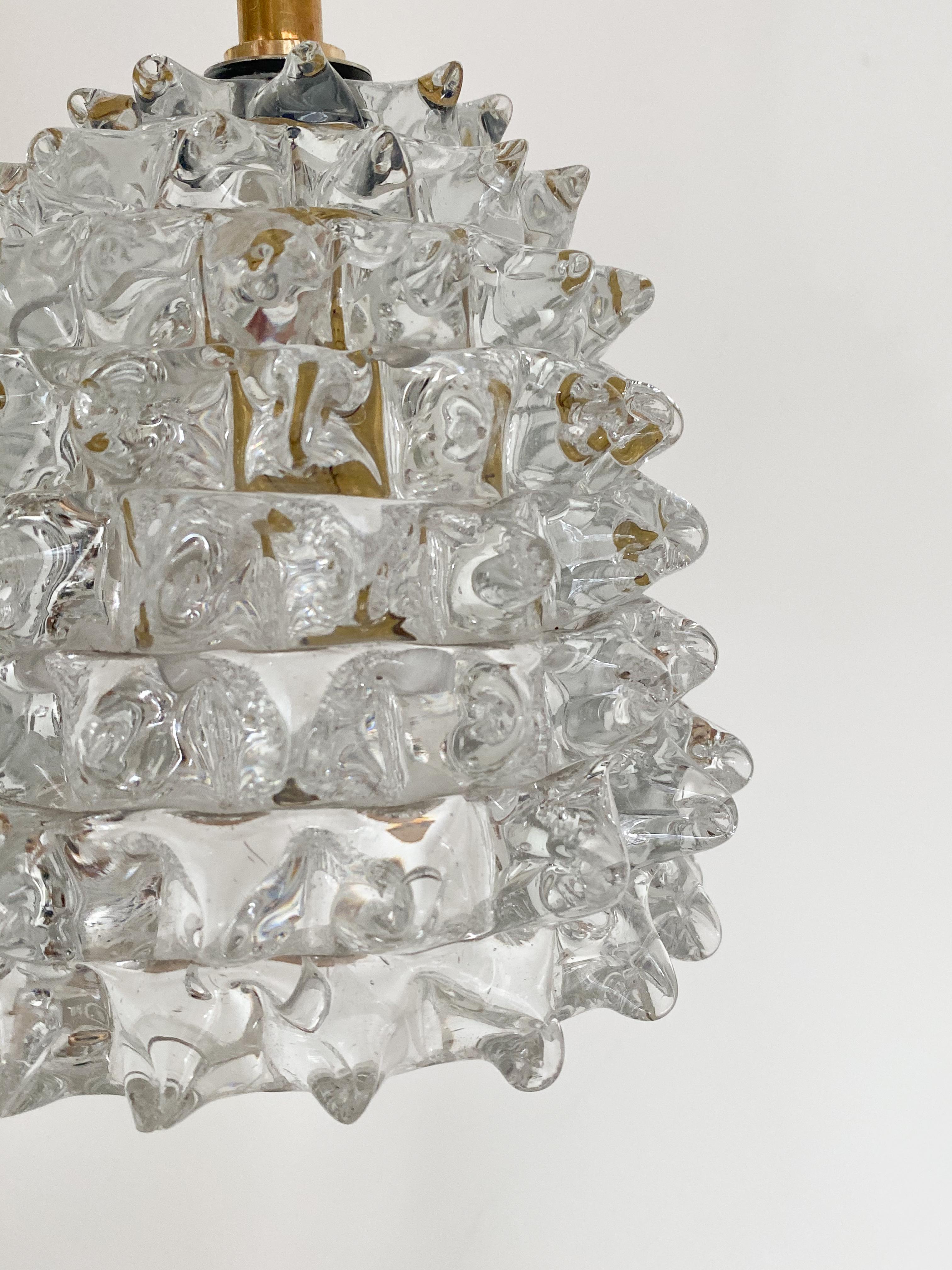 Brass Italian Barovier Glass Pendant
