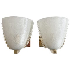 Italian Barovier Scalloped Glass Sconces