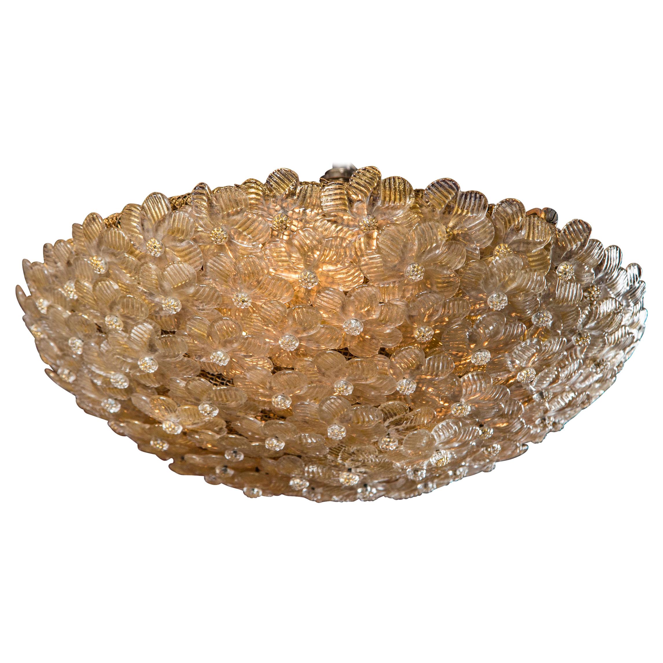 Italian Barovier 
Toso Murano Glass Surface Mount Ceiling Chandelier/Light