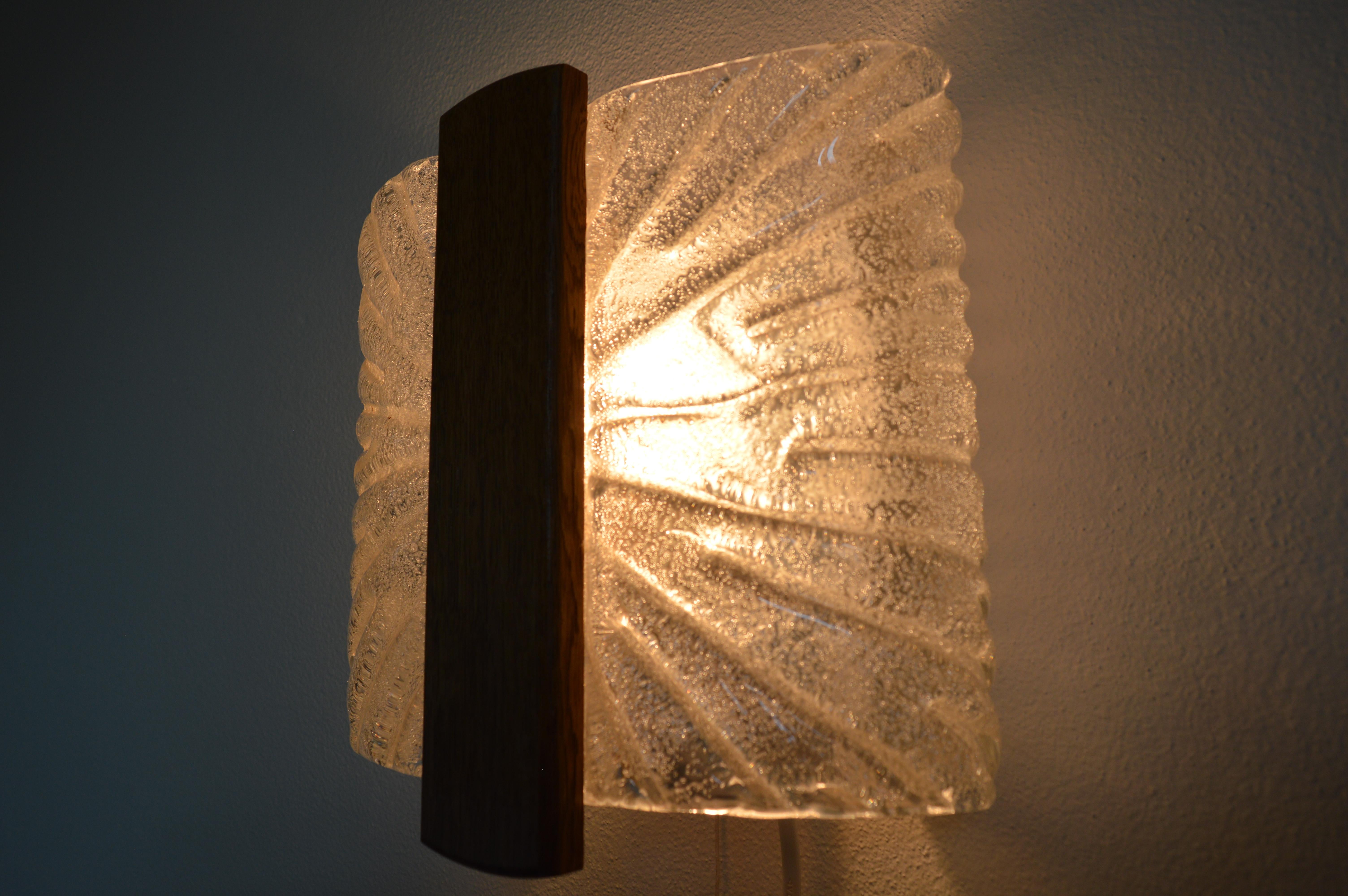 Italian Barovier & Toso Sconces Wall Light Murano, Ice Glass Lamp, 1970s 4