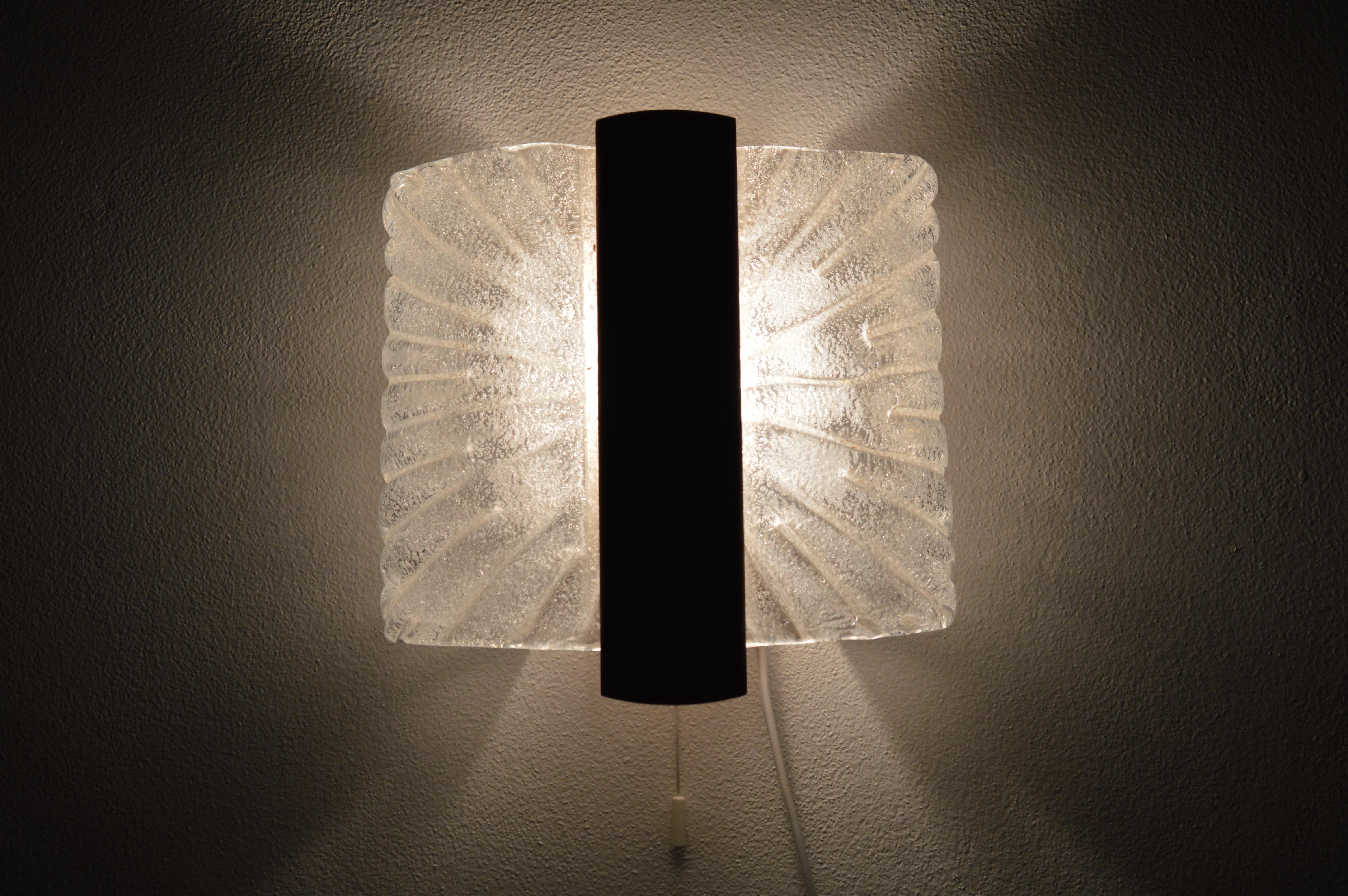 Italian Barovier & Toso Sconces Wall Light Murano, Ice Glass Lamp, 1970s 5