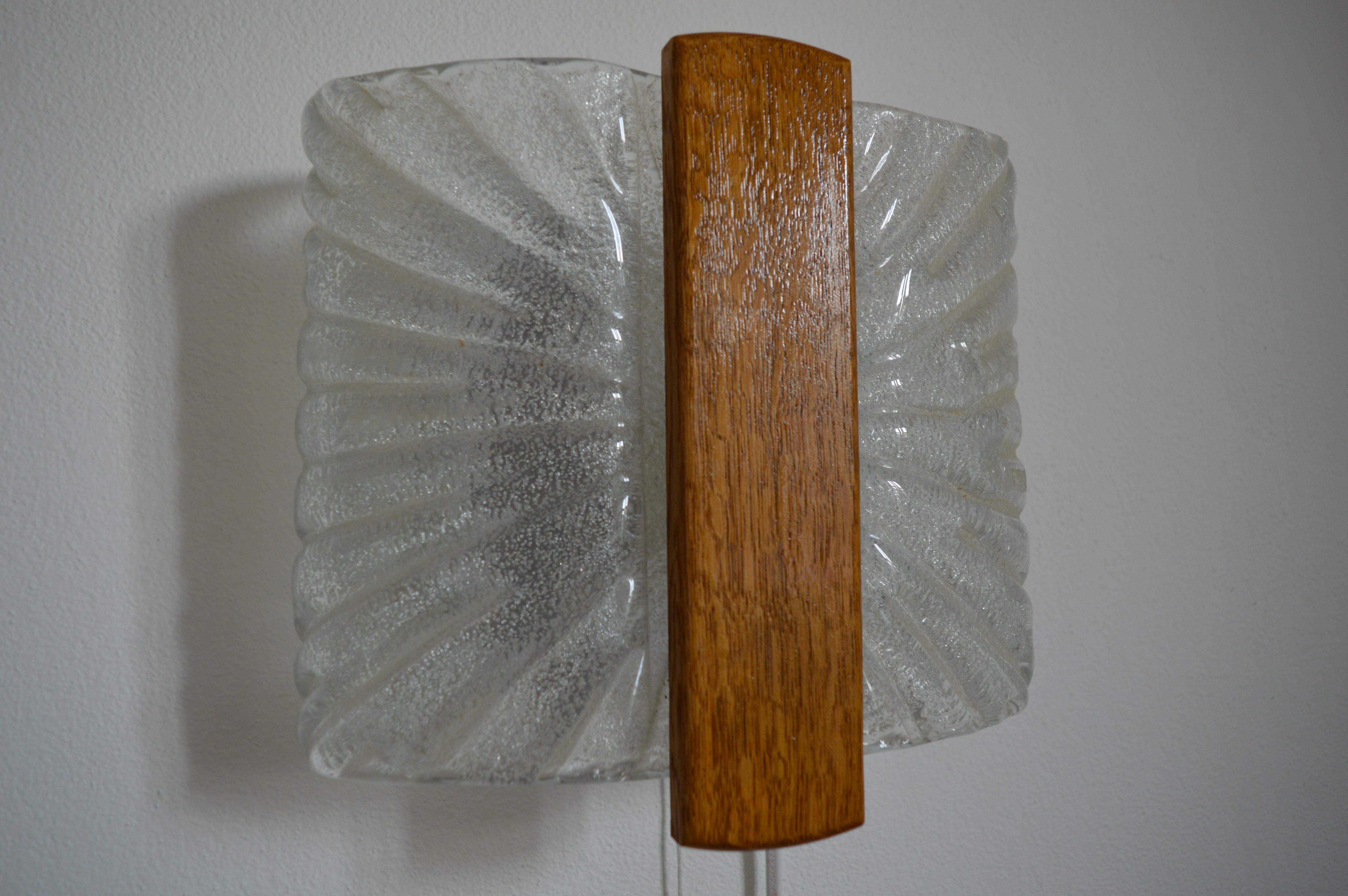 Metal Italian Barovier & Toso Sconces Wall Light Murano, Ice Glass Lamp, 1970s
