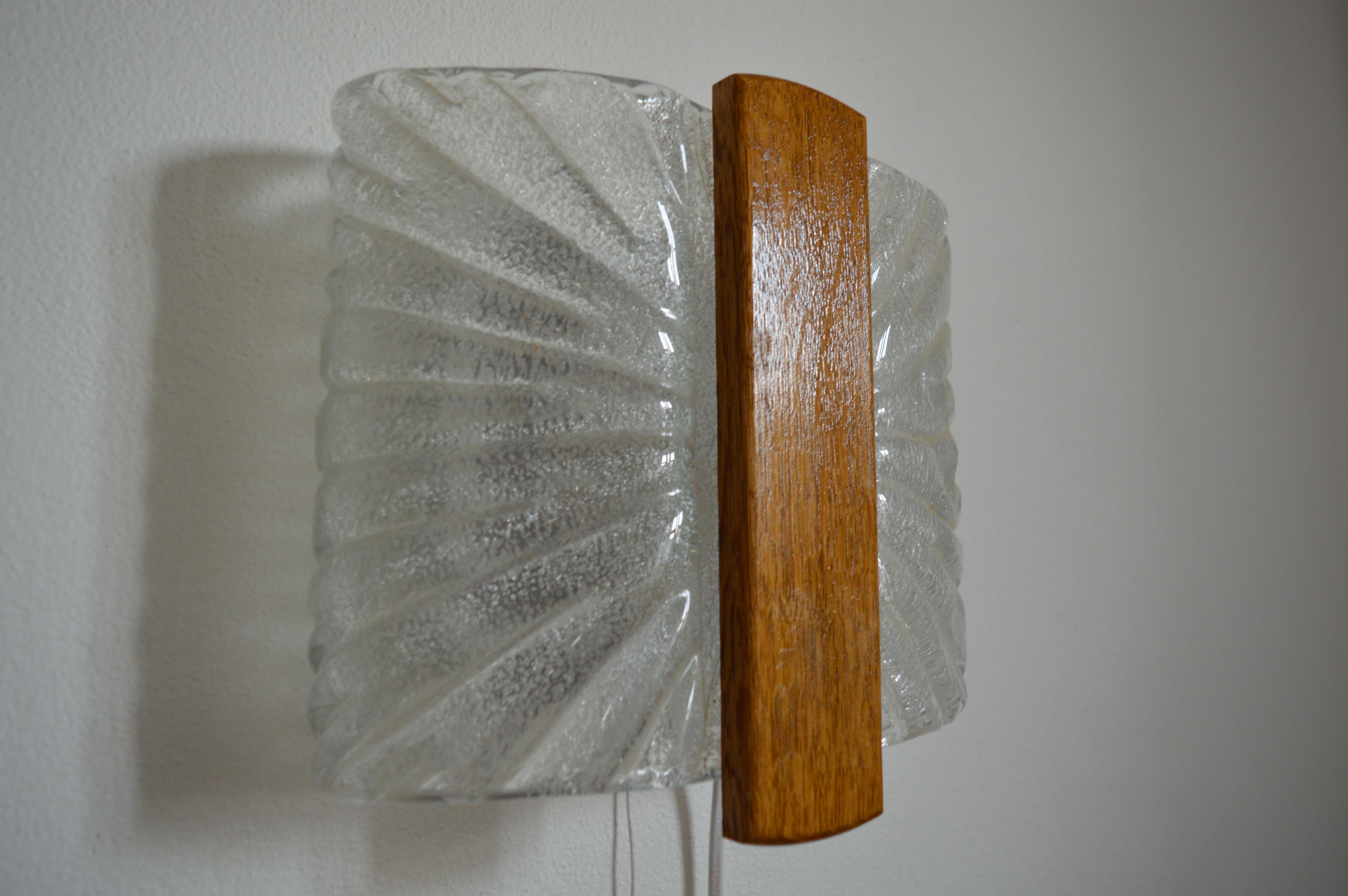 Italian Barovier & Toso Sconces Wall Light Murano, Ice Glass Lamp, 1970s 1