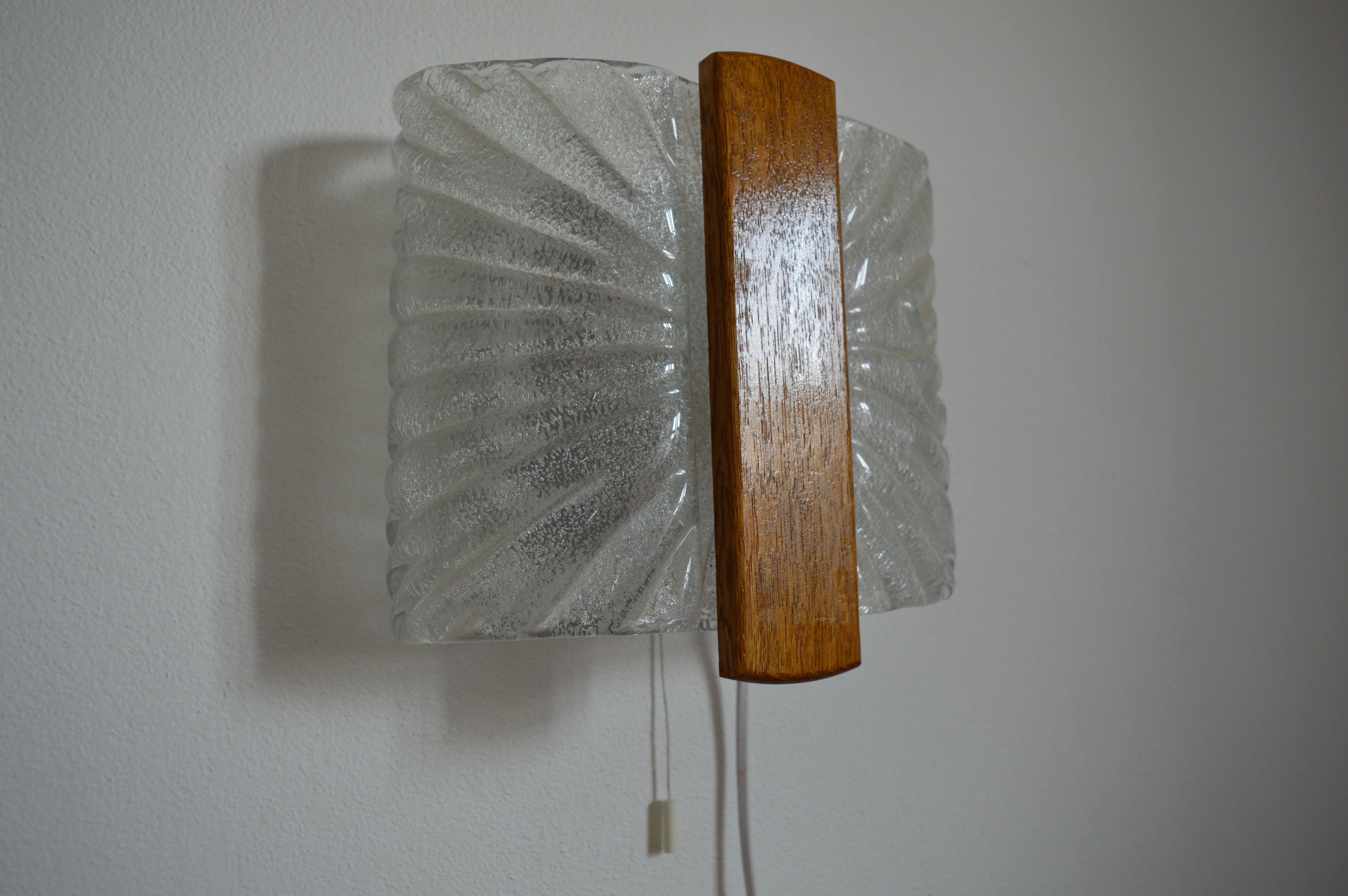 Italian Barovier & Toso Sconces Wall Light Murano, Ice Glass Lamp, 1970s 2