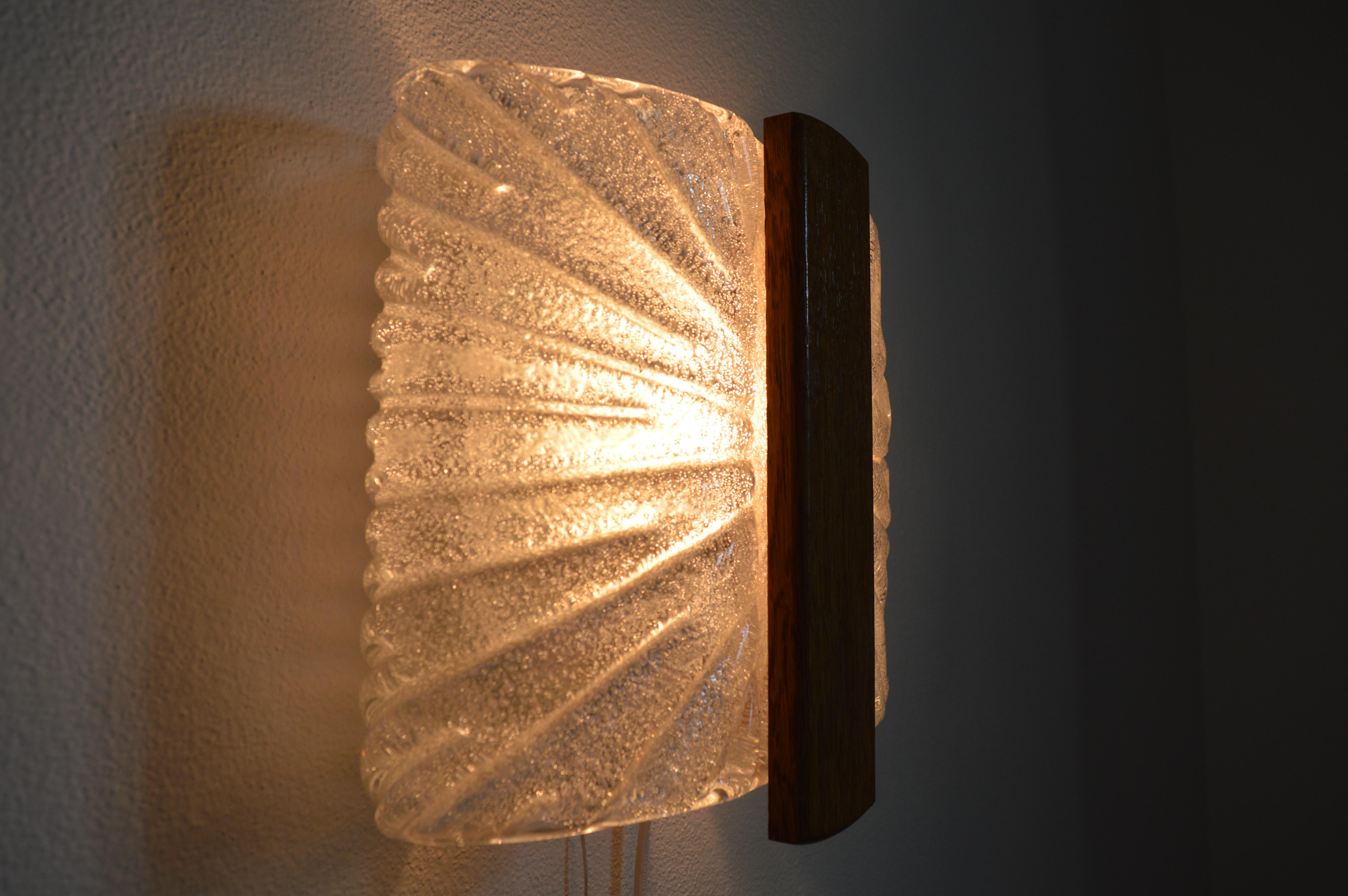 Italian Barovier & Toso Sconces Wall Light Murano, Ice Glass Lamp, 1970s 3