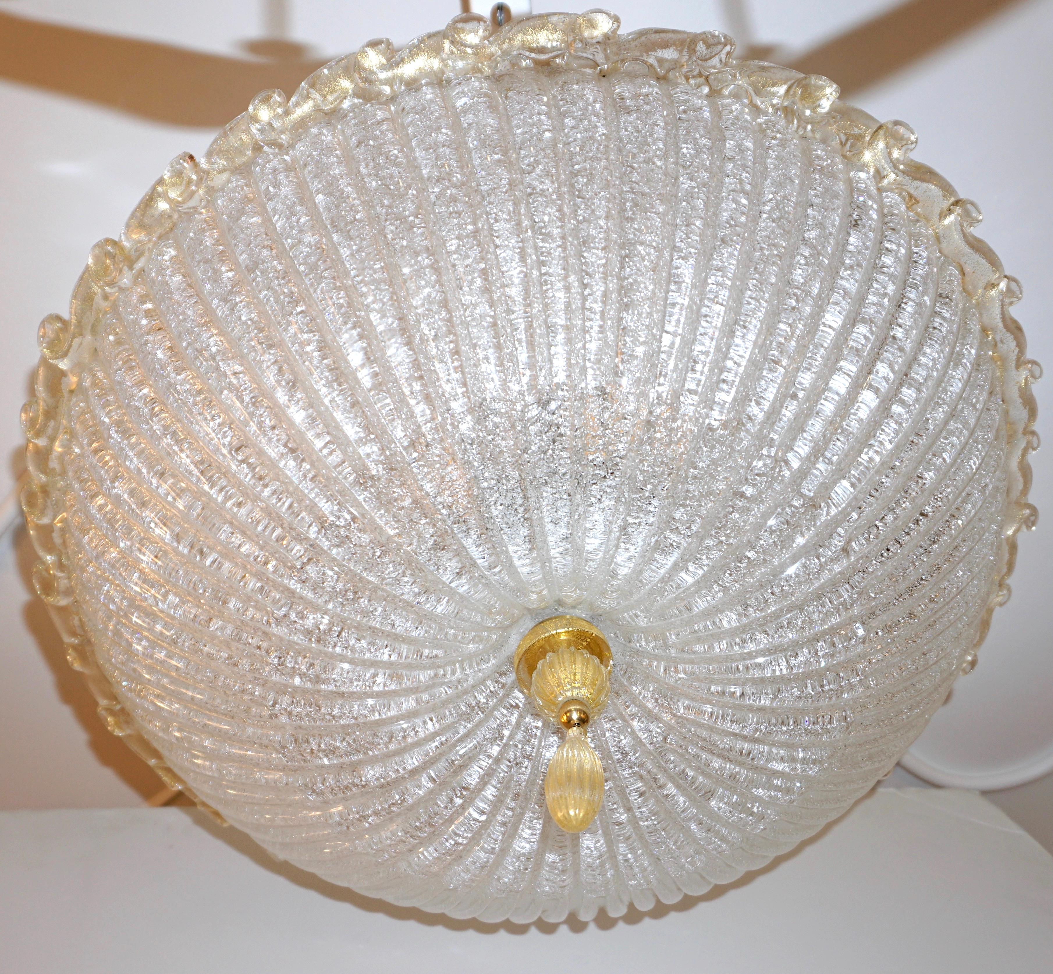 Lampada a incasso in vetro di Murano ambra e cristallo trasparente in stile Barovier Toso in vendita 1