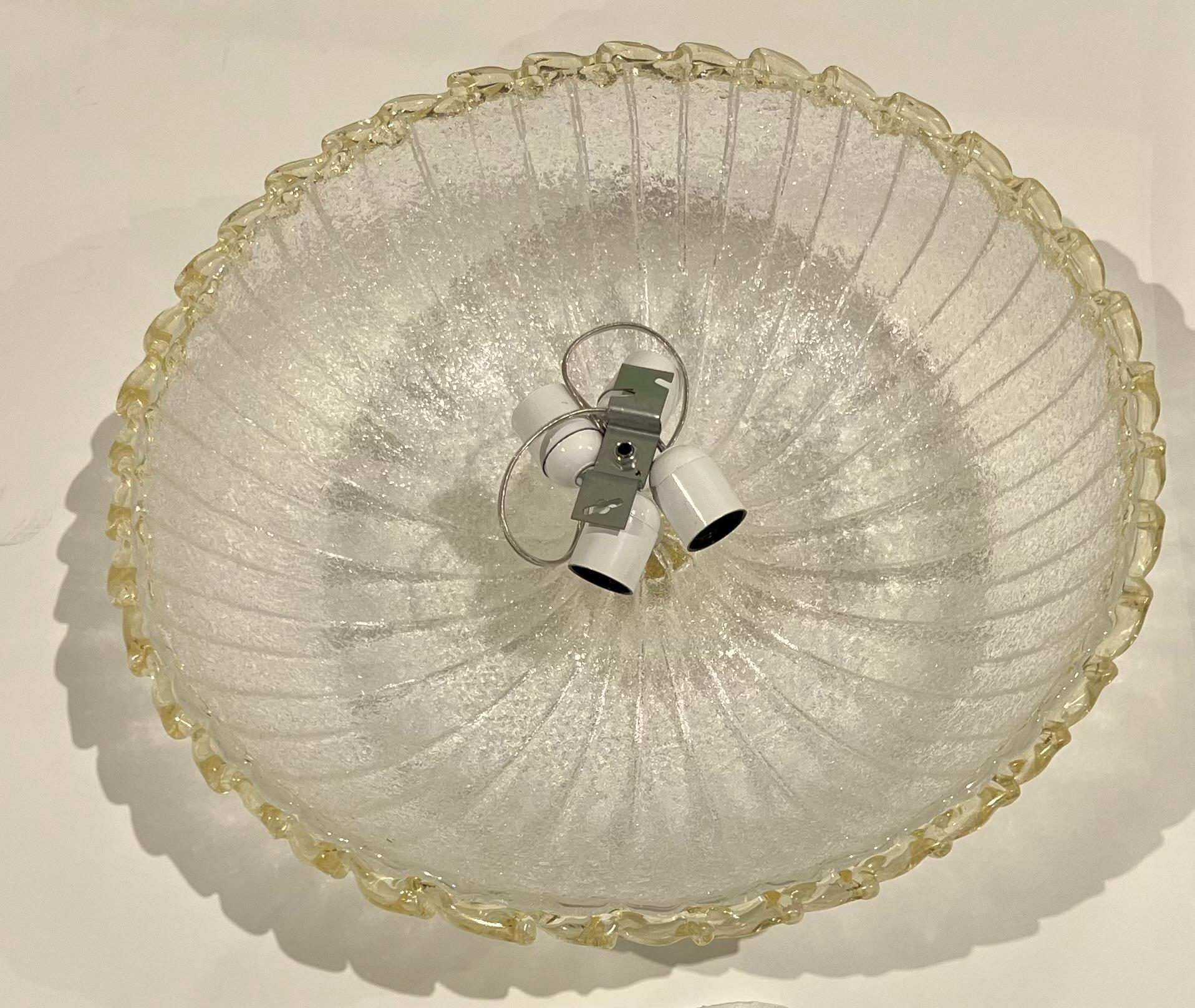 Italienische Einbaubeleuchtung aus klarem Muranoglas im Barovier-Toso-Stil, Bernstein und Schilfkristall im Angebot 2