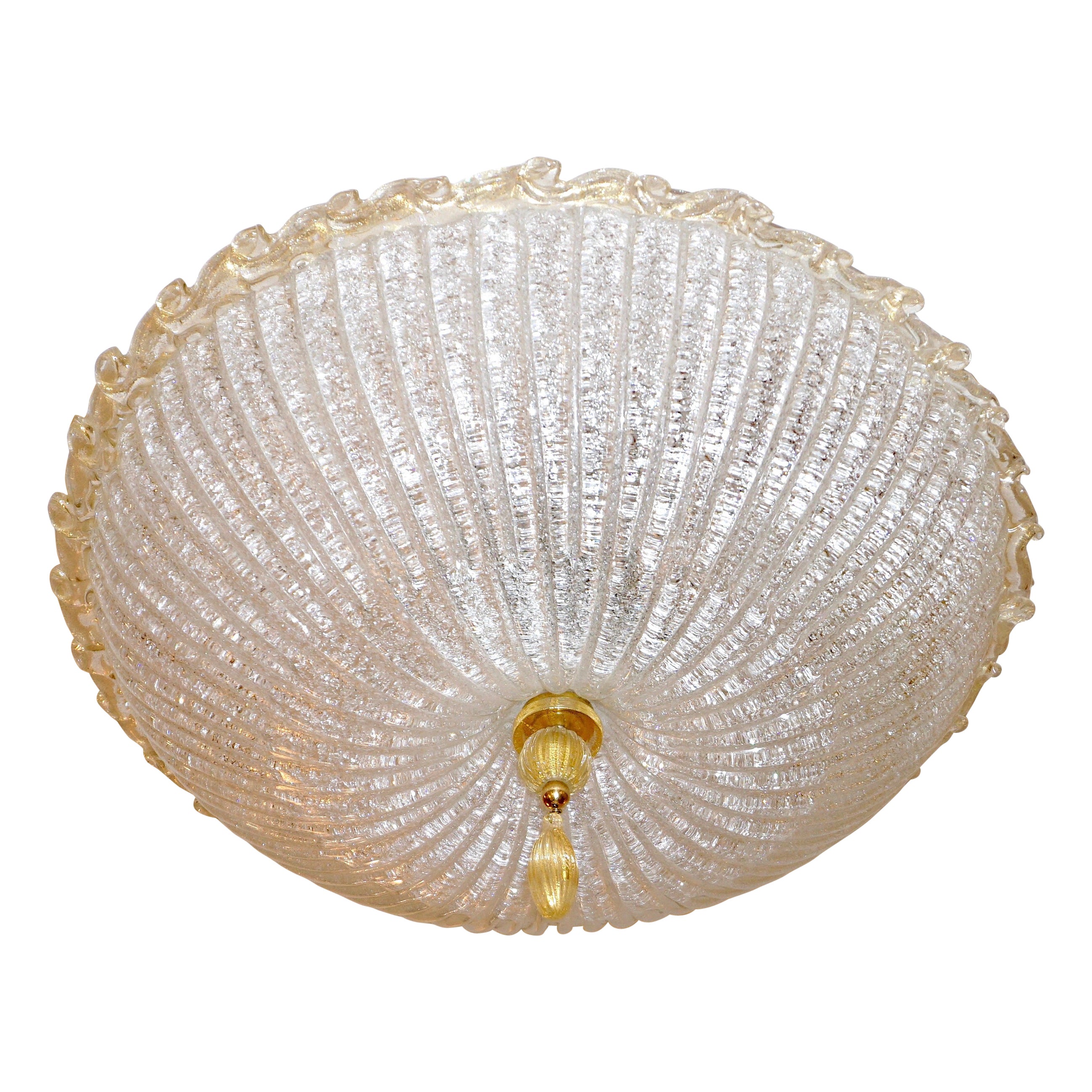 Lampada a incasso in vetro di Murano ambra e cristallo trasparente in stile Barovier Toso in vendita