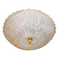 Lampada a incasso in vetro di Murano ambra e cristallo trasparente in stile Barovier Toso